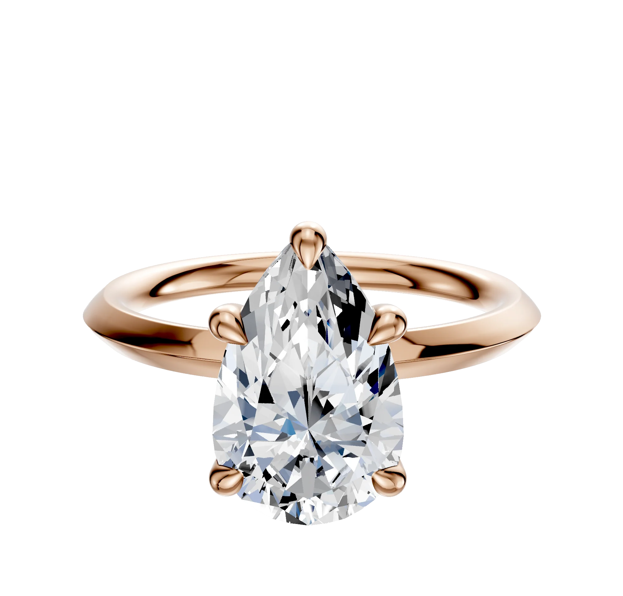 14K Rose Gold 4 Prong Basket Classic Knife Edge 2.0mm Engagement Ring