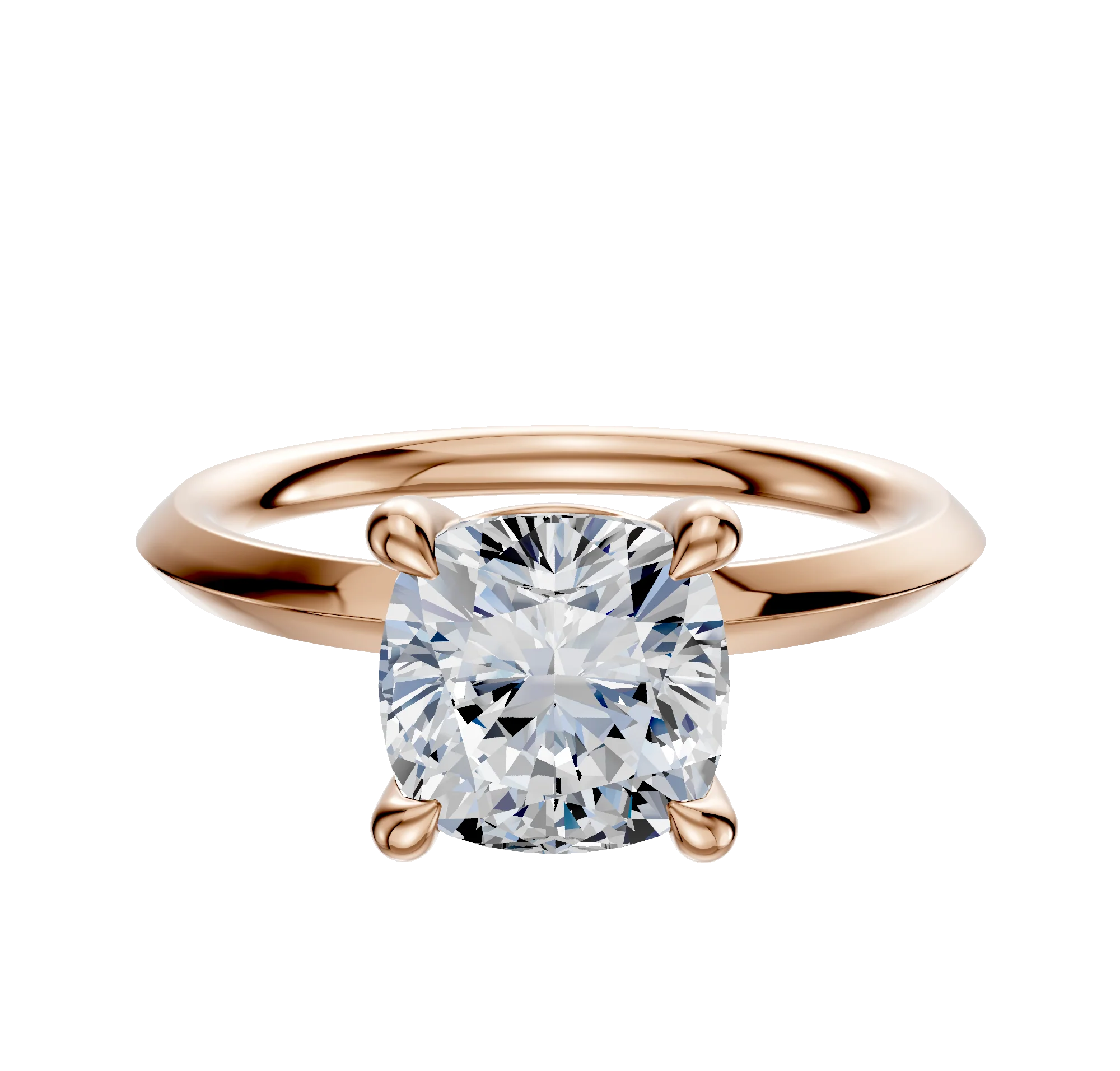 14K Rose Gold 4 Prong Basket Classic Knife Edge 2.0mm Engagement Ring