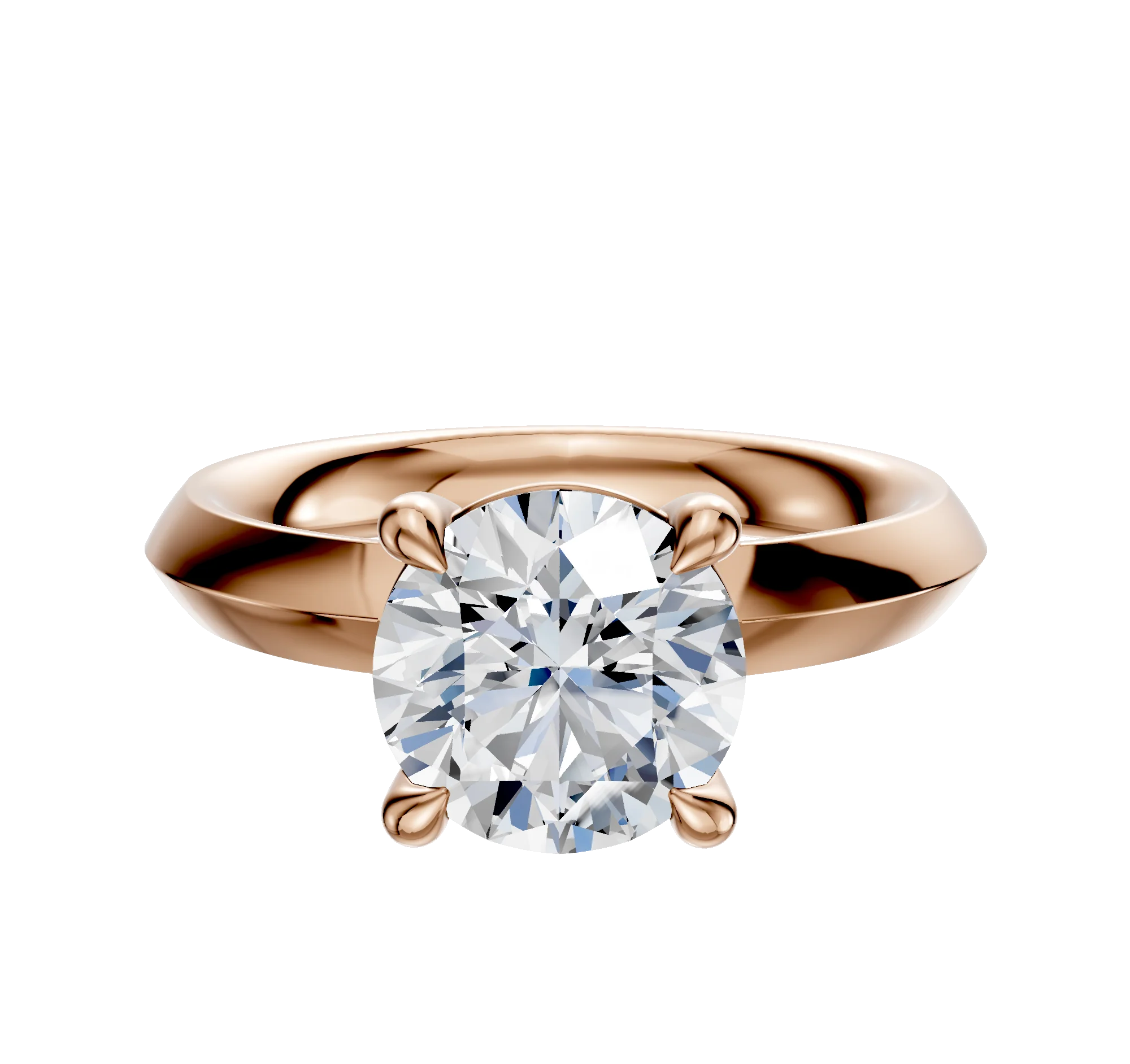 14K Rose Gold 4 Prong Basket Classic Knife Edge 3.0mm Engagement Ring