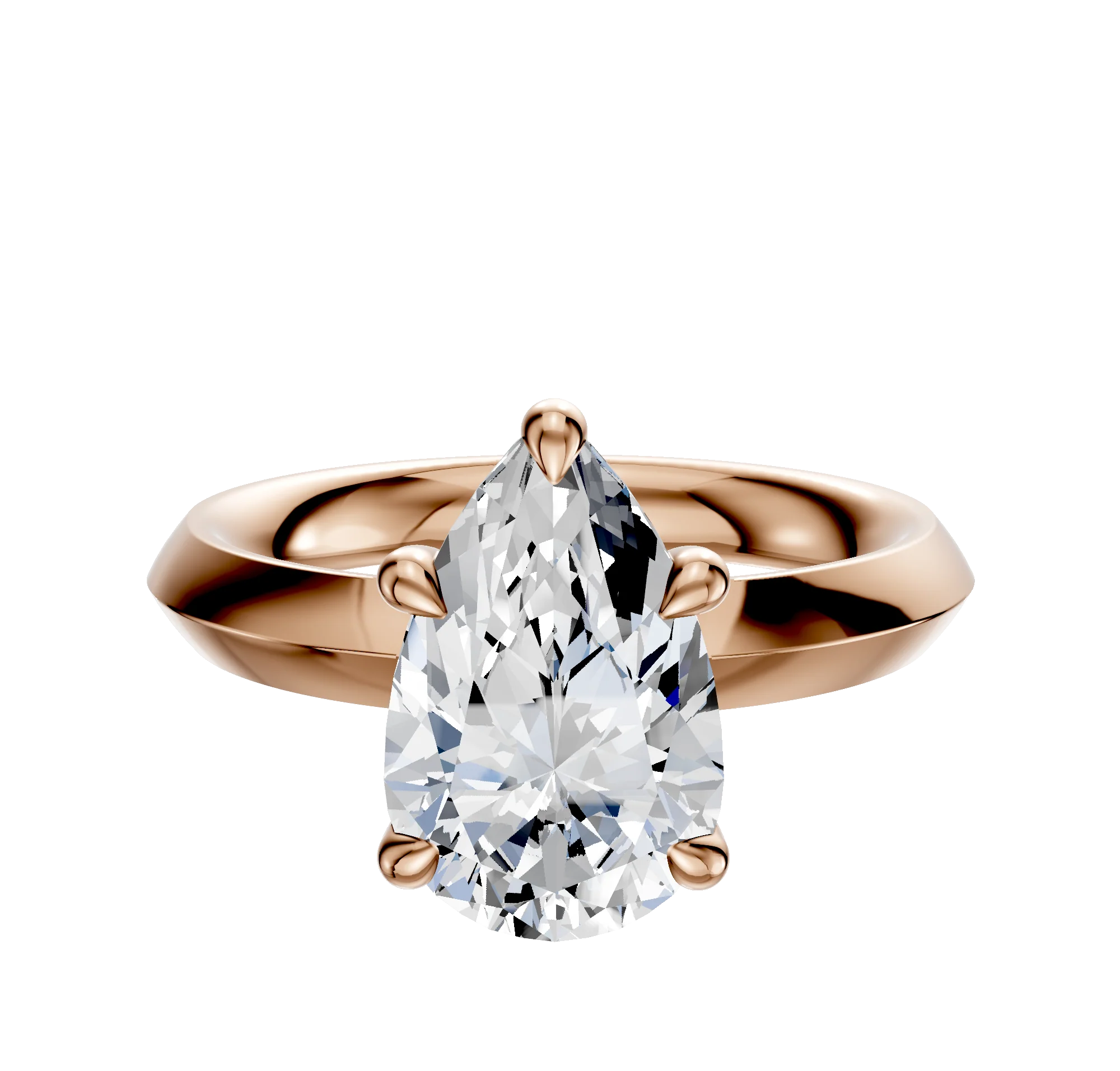 14K Rose Gold 4 Prong Basket Classic Knife Edge 3.0mm Engagement Ring