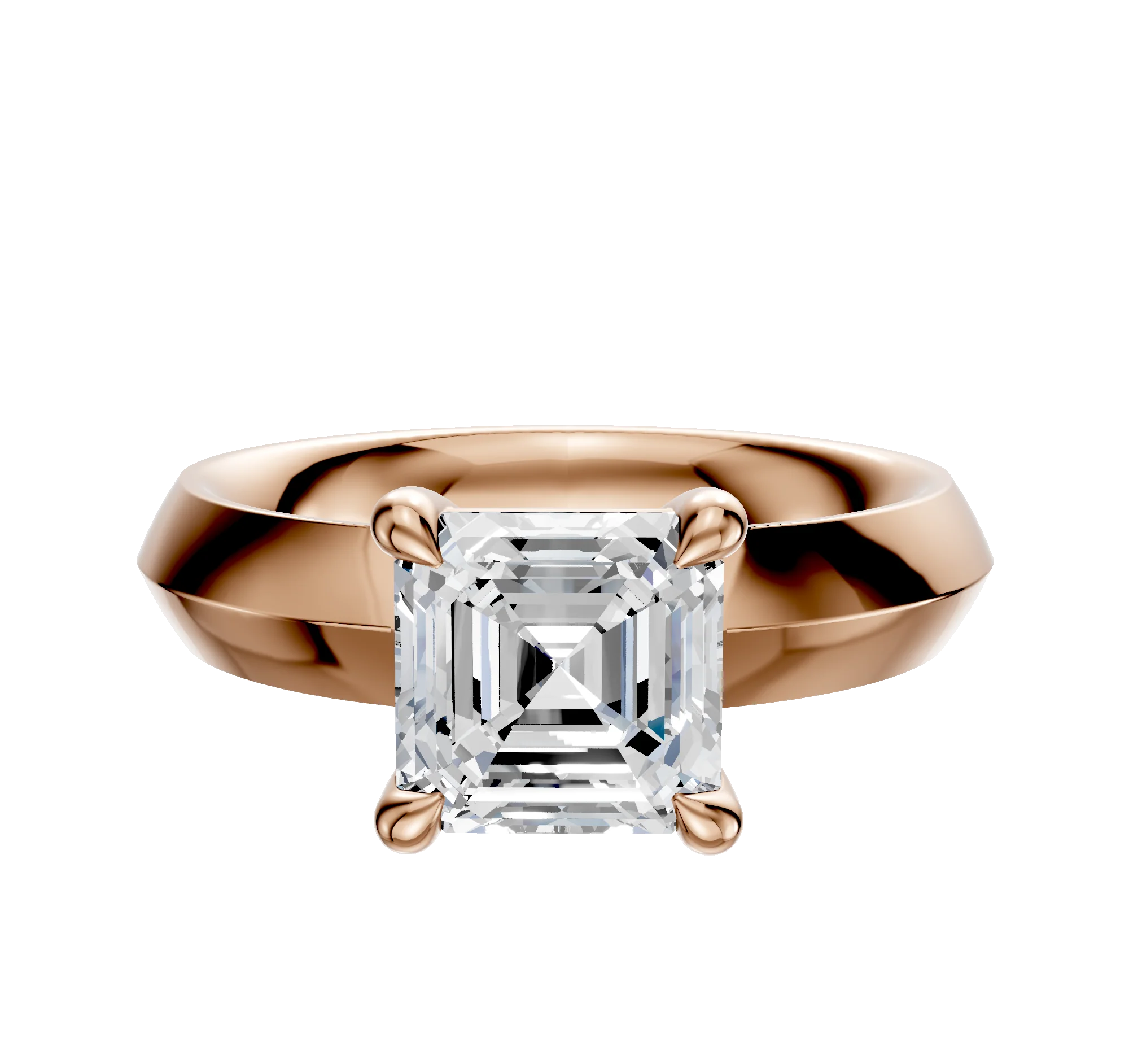 14K Rose Gold 4 Prong Basket Classic Knife Edge 4.0mm Engagement Ring