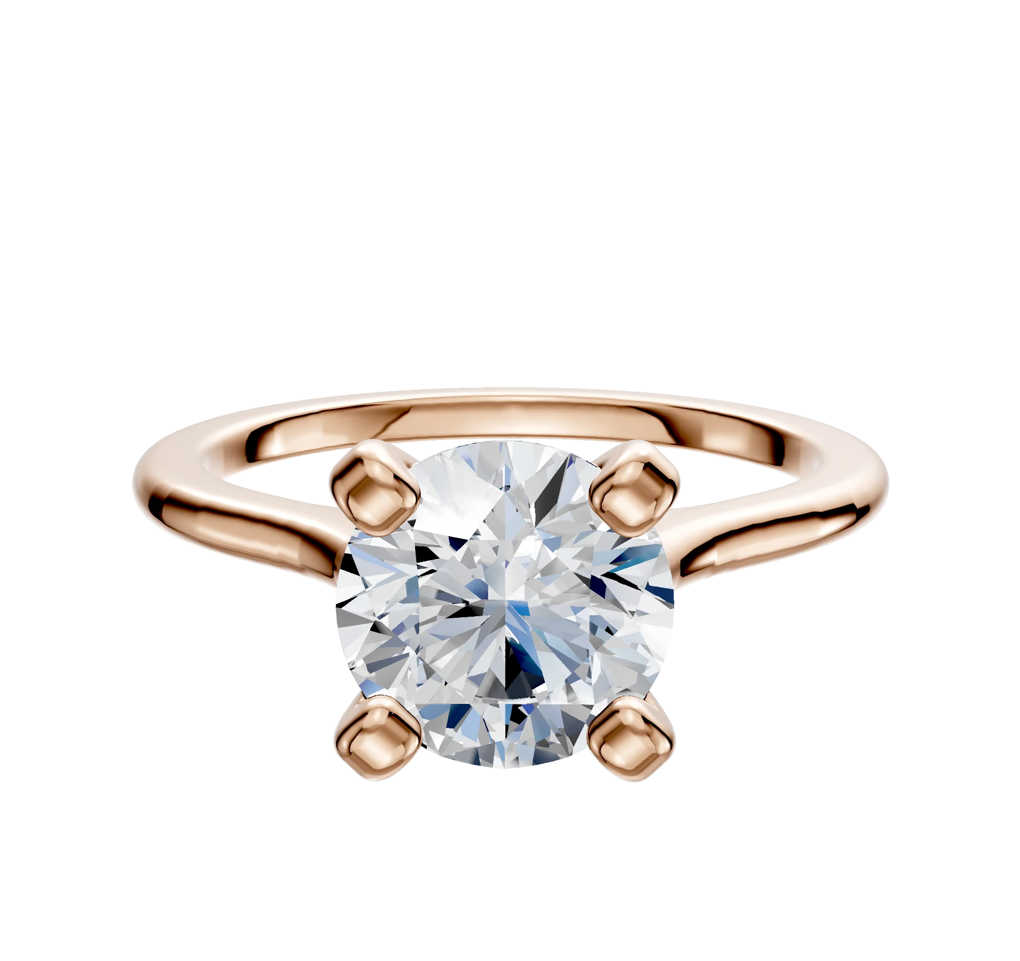 14K Rose Gold 4 Prong Cathedral Dome 1.5mm Engagement Ring