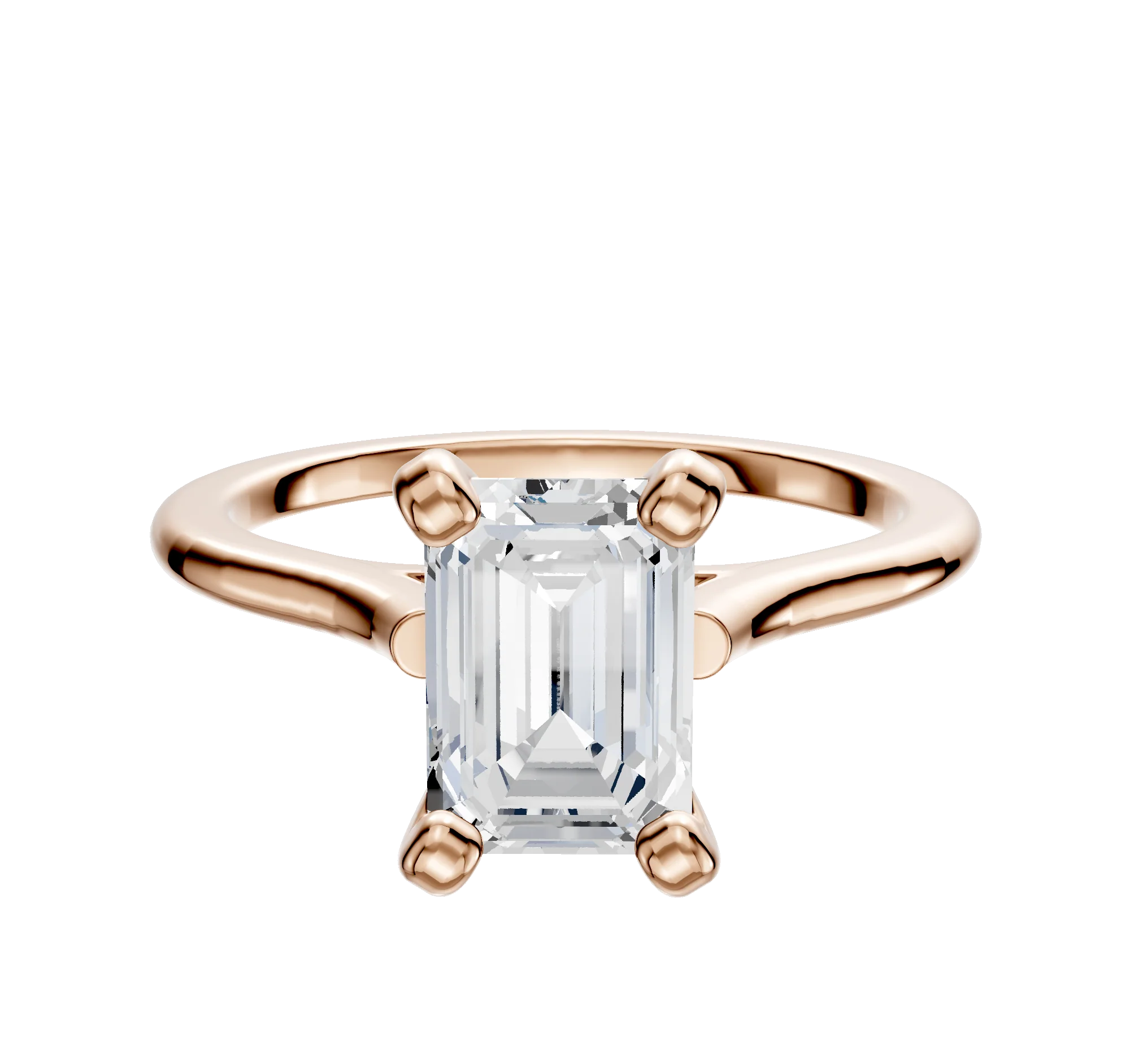 14K Rose Gold 4 Prong Cathedral Dome 1.5mm Engagement Ring