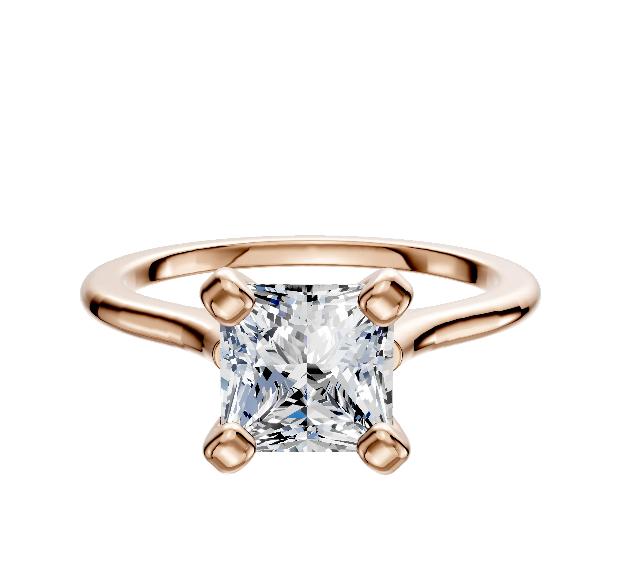 14K Rose Gold 4 Prong Cathedral Dome 1.5mm Engagement Ring