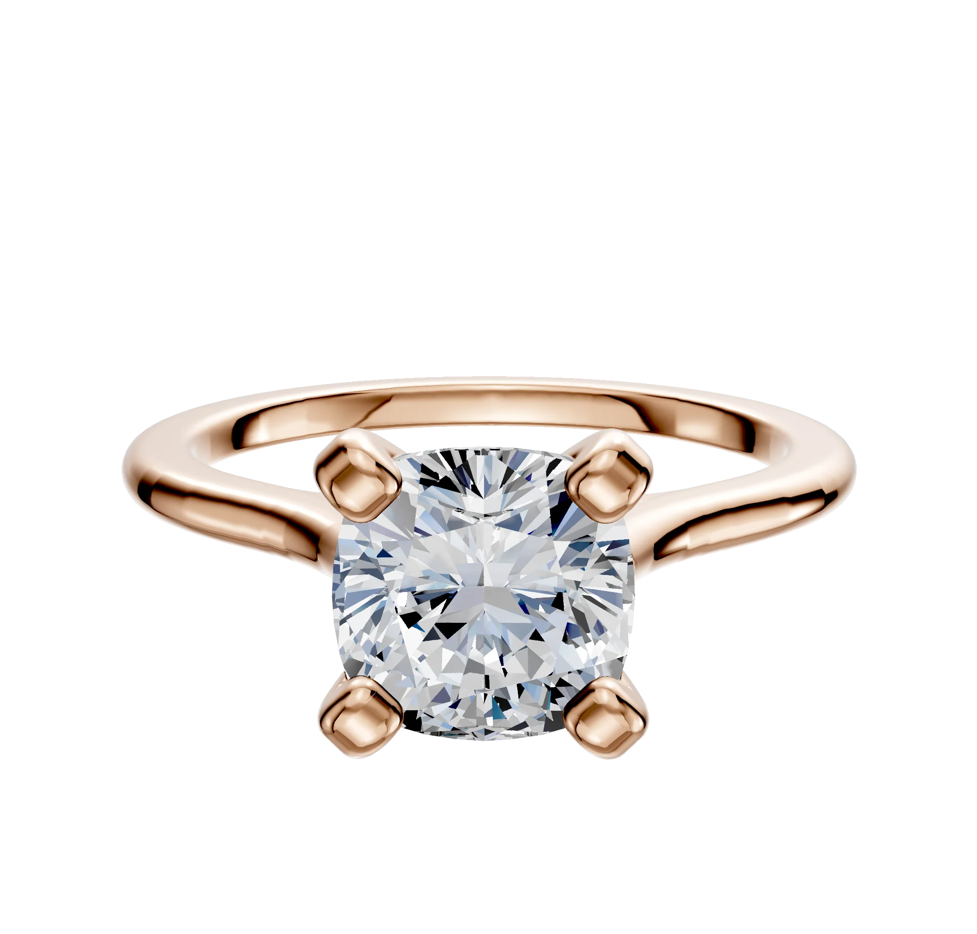 14K Rose Gold 4 Prong Cathedral Dome 1.5mm Engagement Ring