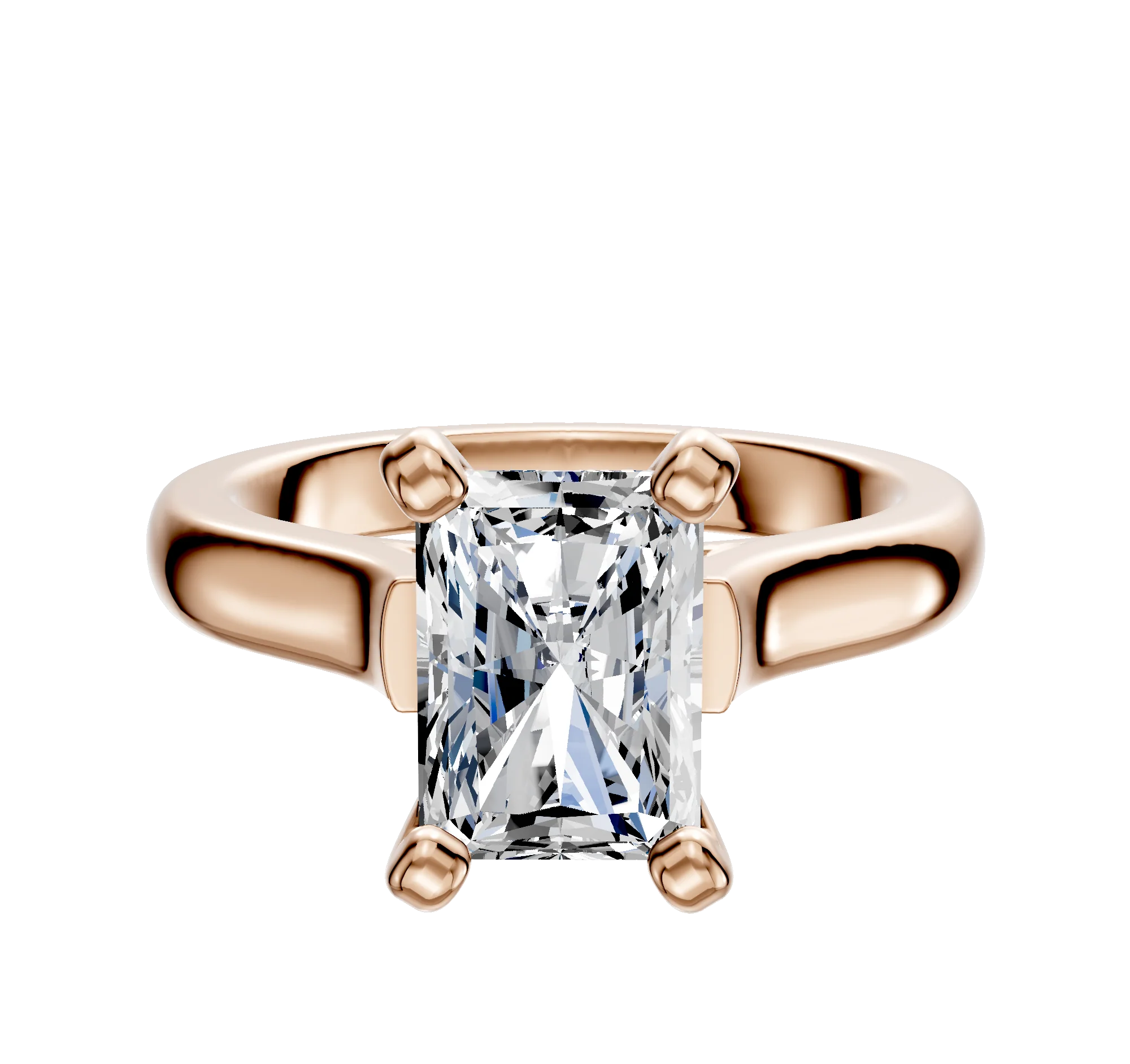 14K Rose Gold 4 Prong Cathedral Dome 3.0mm Engagement Ring