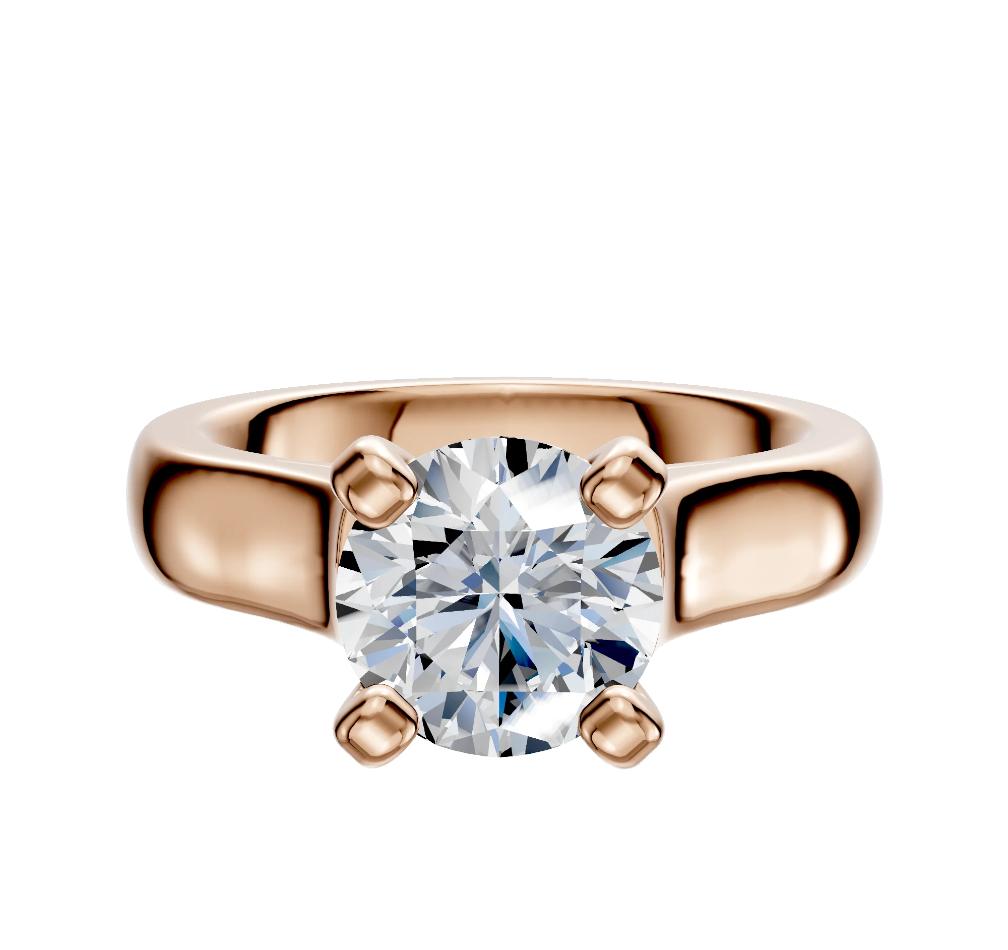 14K Rose Gold 4 Prong Cathedral Dome 4.0mm Engagement Ring