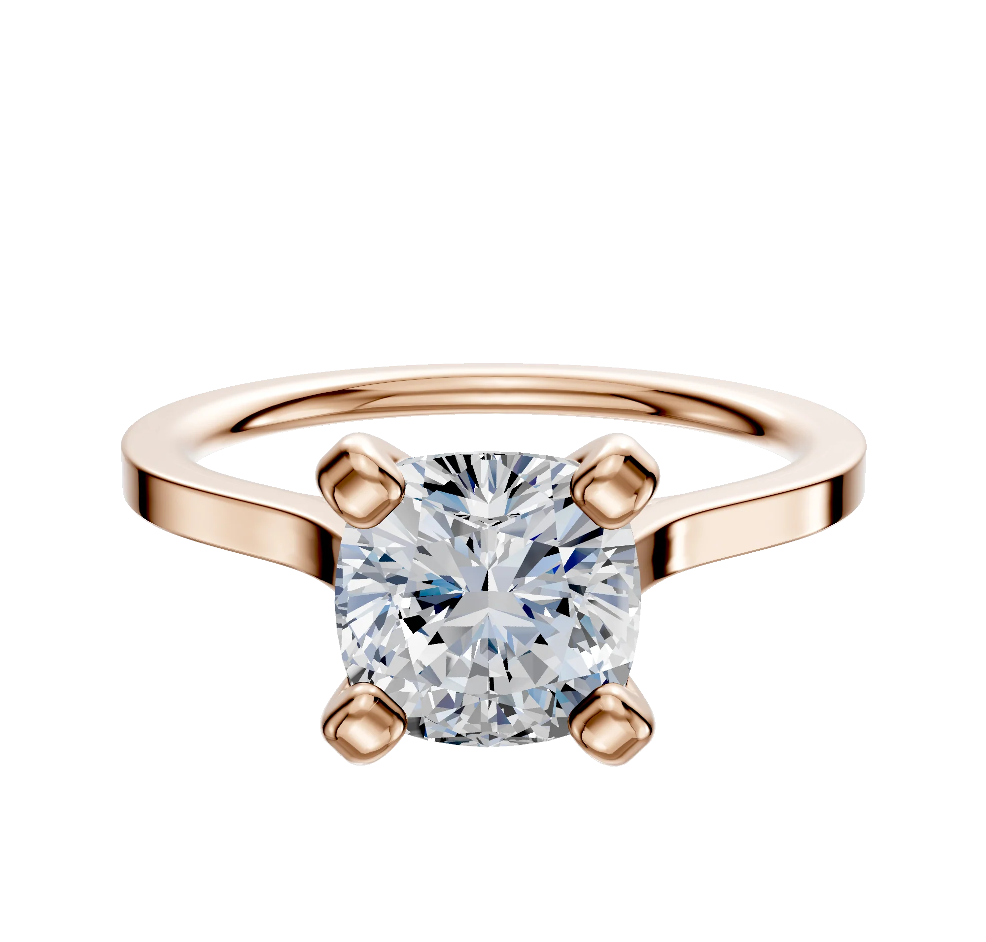 14K Rose Gold 4 Prong Cathedral Flat 1.5mm Engagement Ring
