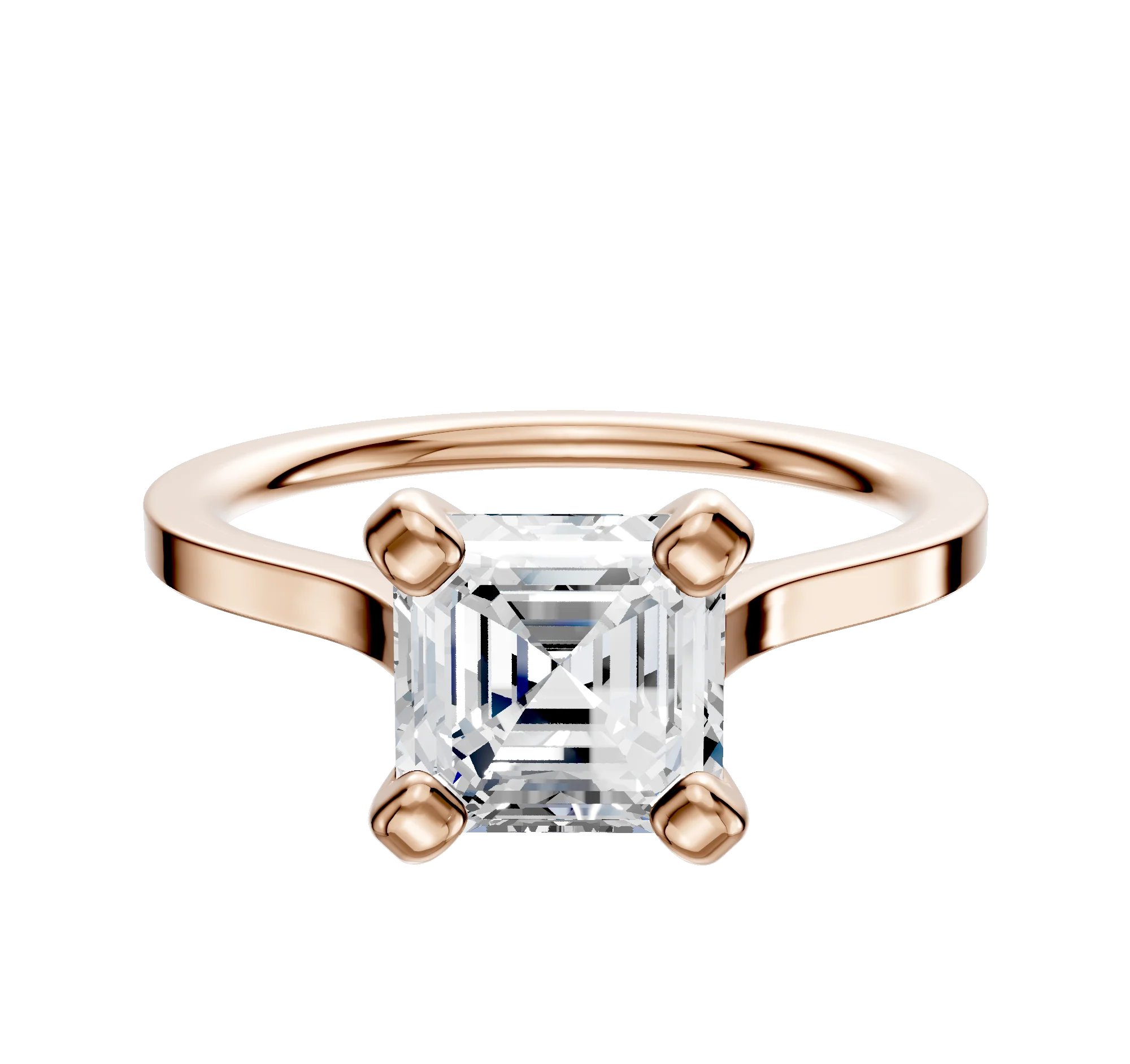 14K Rose Gold 4 Prong Cathedral Flat 1.5mm Engagement Ring