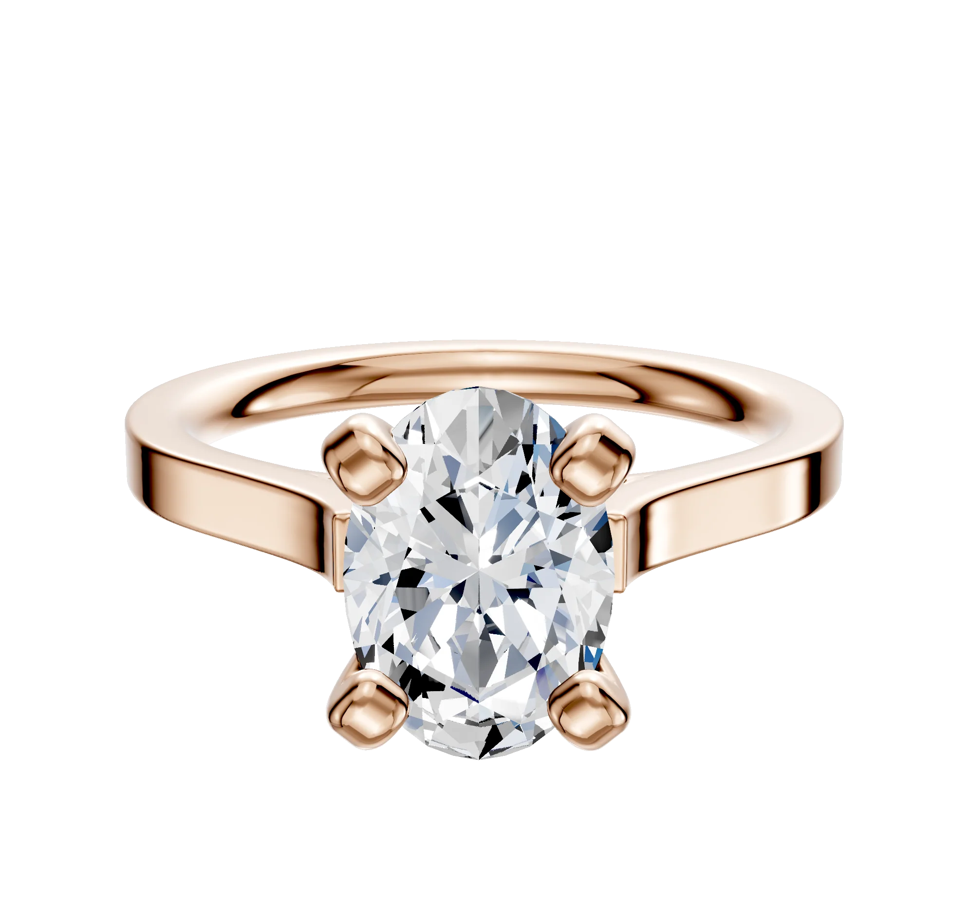 14K Rose Gold 4 Prong Cathedral Flat 2.0mm Engagement Ring