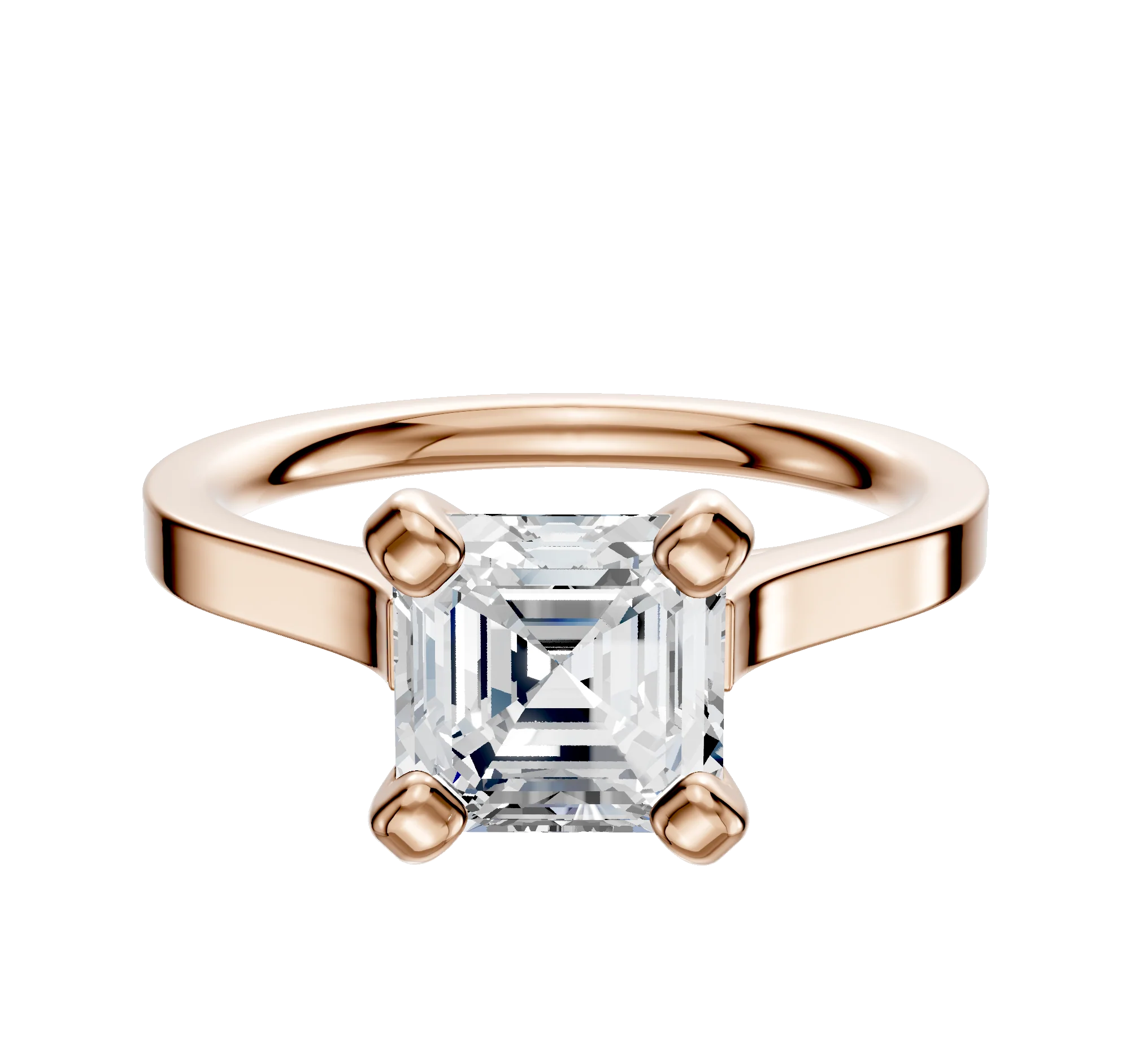 14K Rose Gold 4 Prong Cathedral Flat 2.0mm Engagement Ring