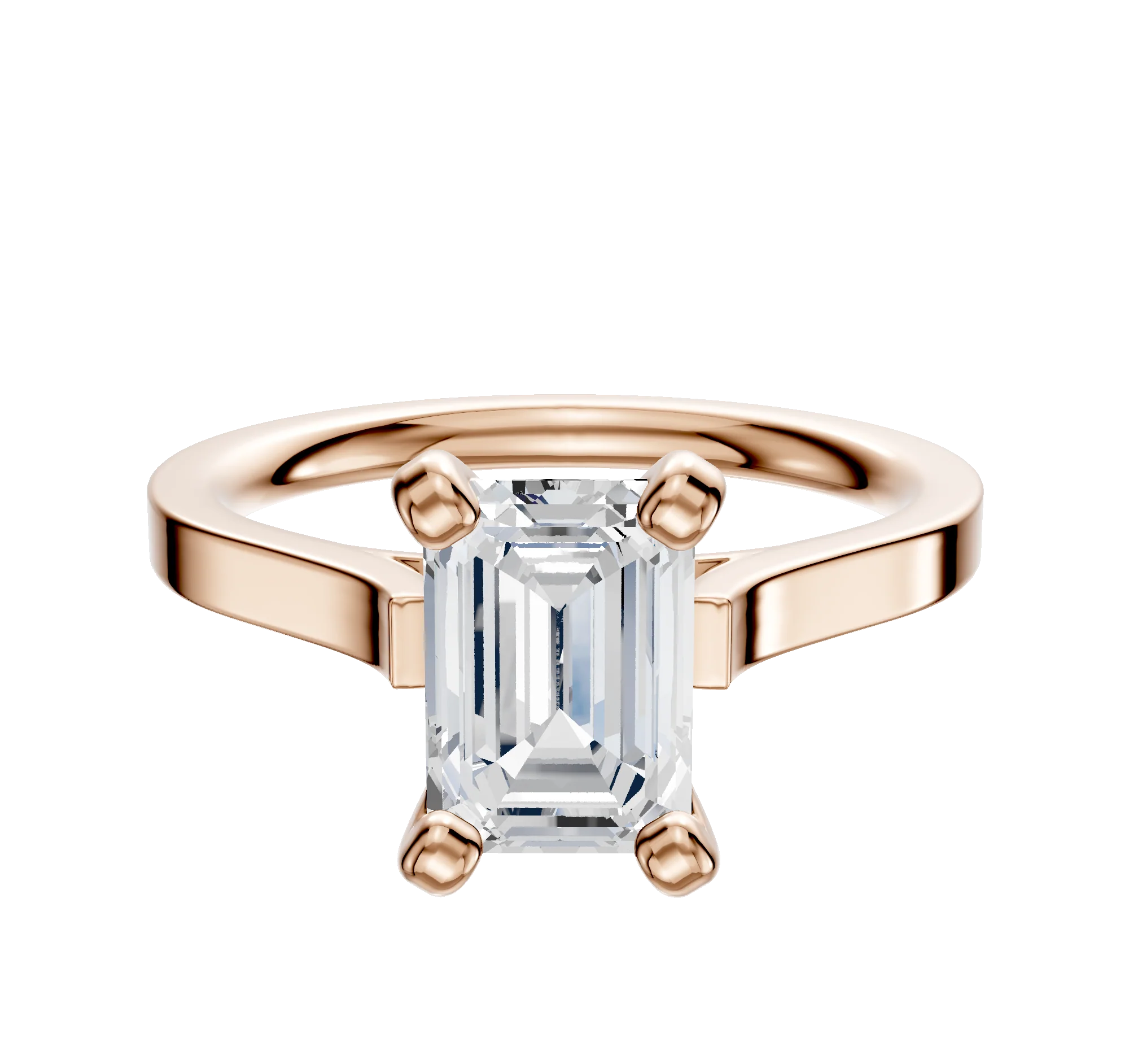 14K Rose Gold 4 Prong Cathedral Flat 2.0mm Engagement Ring