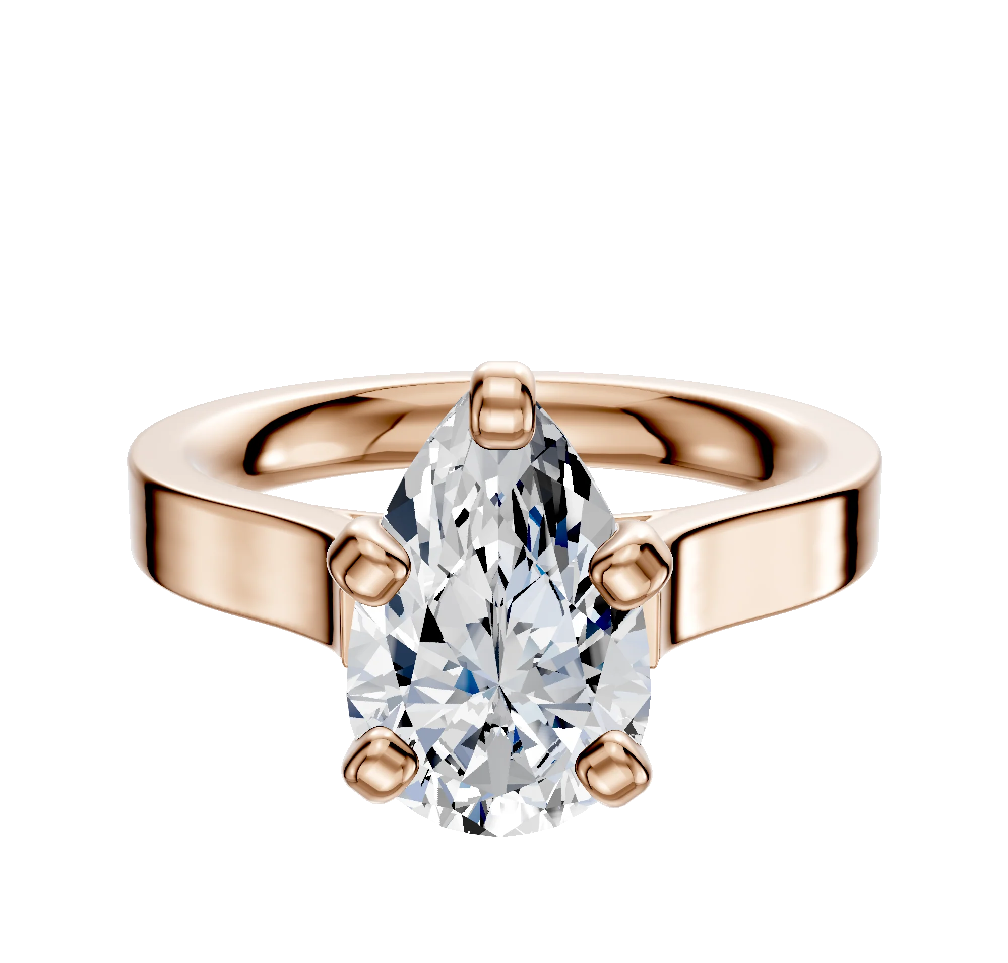 14K Rose Gold 4 Prong Cathedral Flat 3.0mm Engagement Ring