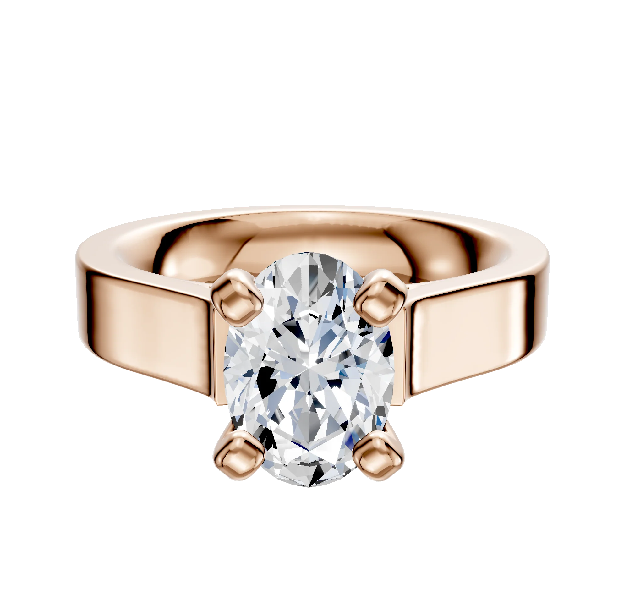 14K Rose Gold 4 Prong Cathedral Flat 4.0mm Engagement Ring