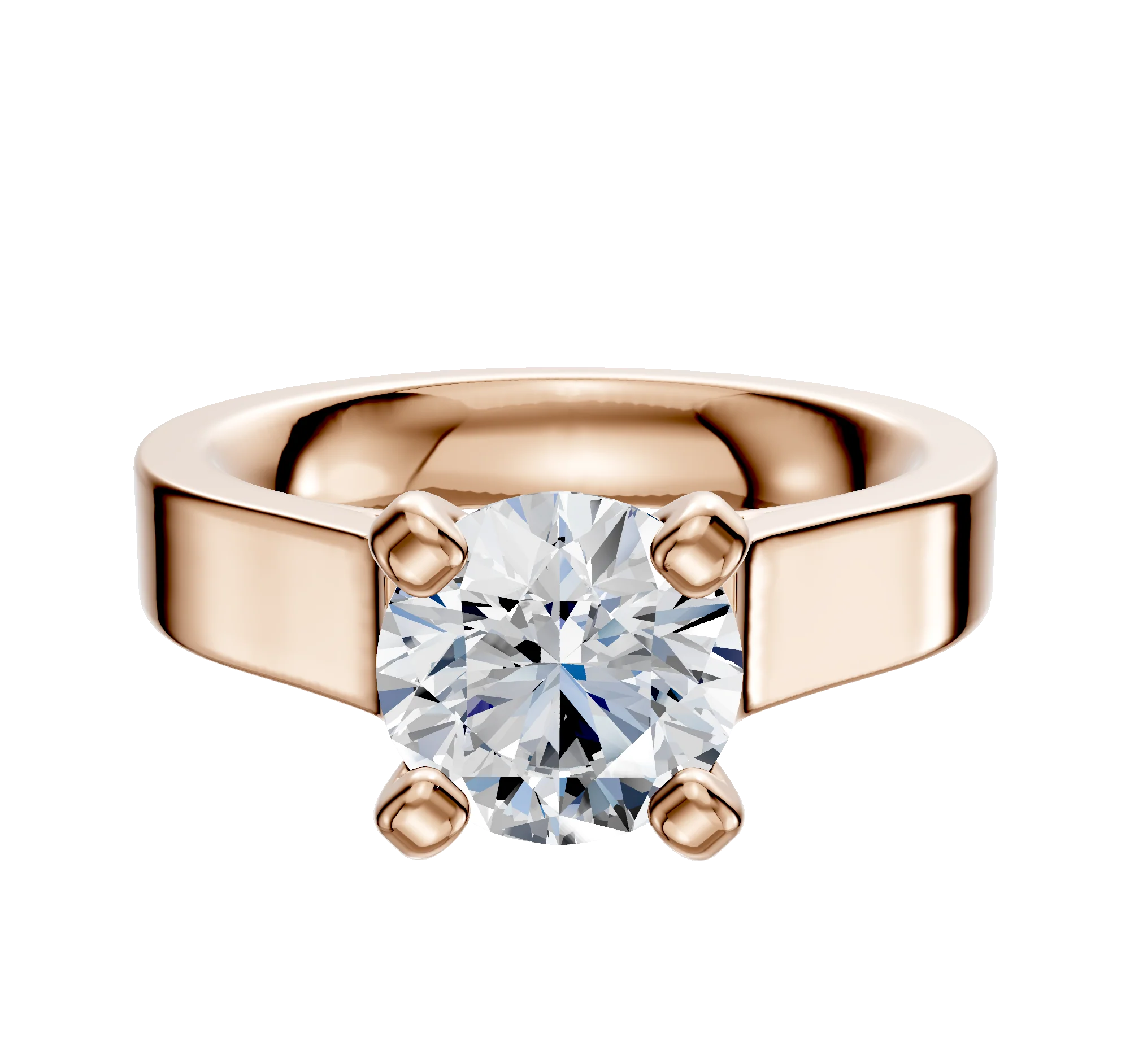 14K Rose Gold 4 Prong Cathedral Flat 4.0mm Engagement Ring