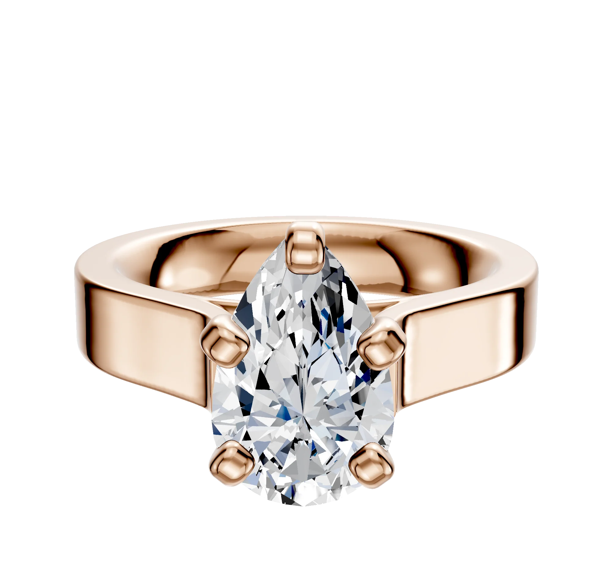 14K Rose Gold 4 Prong Cathedral Flat 4.0mm Engagement Ring