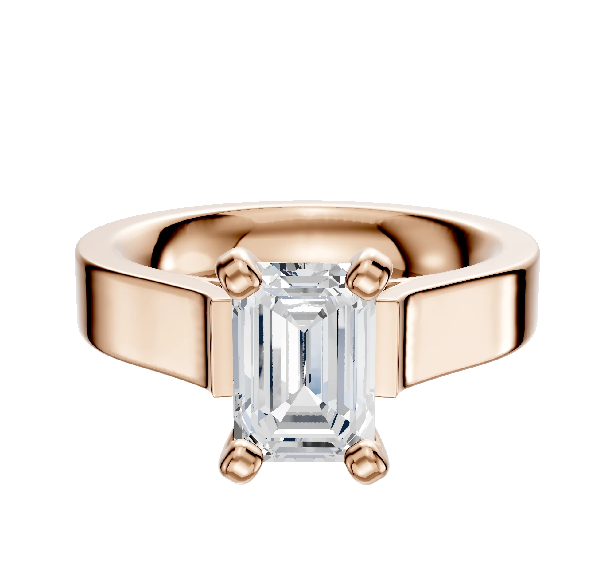 14K Rose Gold 4 Prong Cathedral Flat 4.0mm Engagement Ring