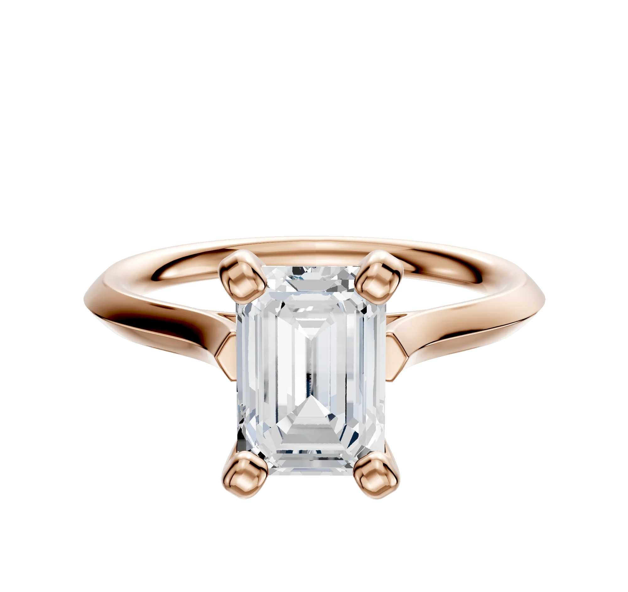 14K Rose Gold 4 Prong Cathedral Knife Edge 2.0mm Engagement Ring