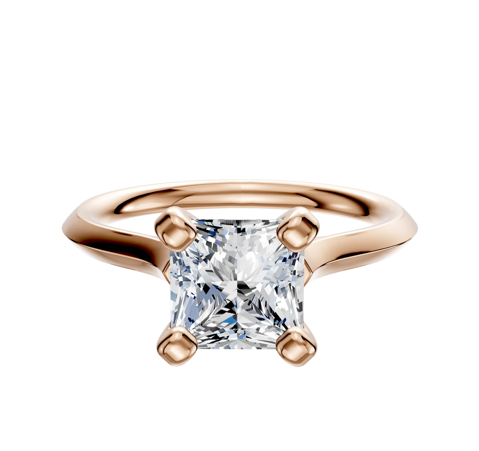 14K Rose Gold 4 Prong Cathedral Knife Edge 2.0mm Engagement Ring