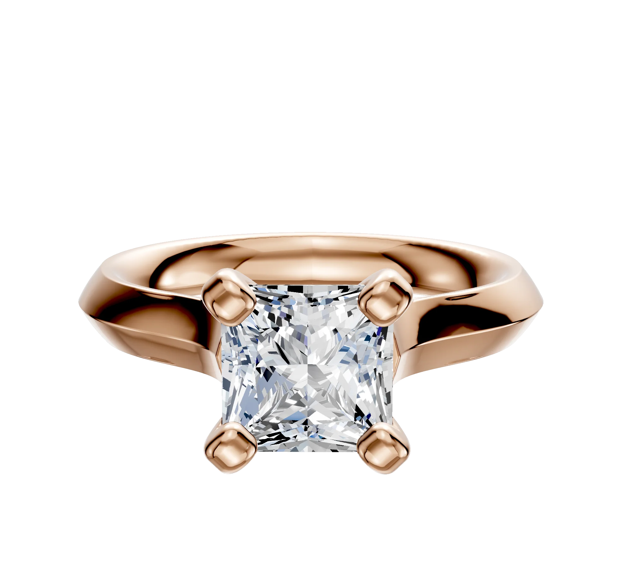 14K Rose Gold 4 Prong Cathedral Knife Edge 3.0mm Engagement Ring