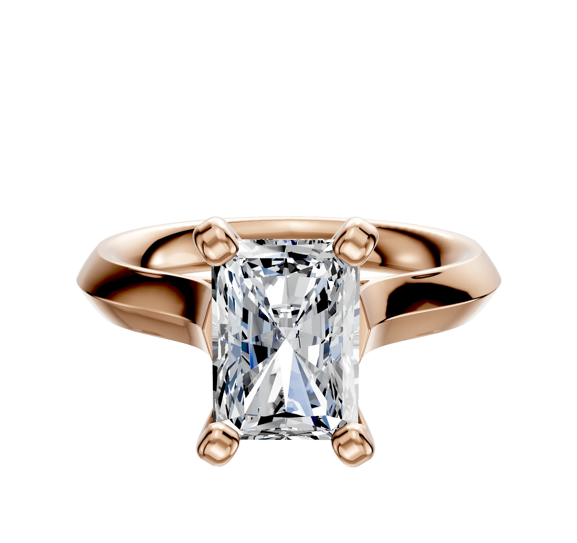 14K Rose Gold 4 Prong Cathedral Knife Edge 3.0mm Engagement Ring