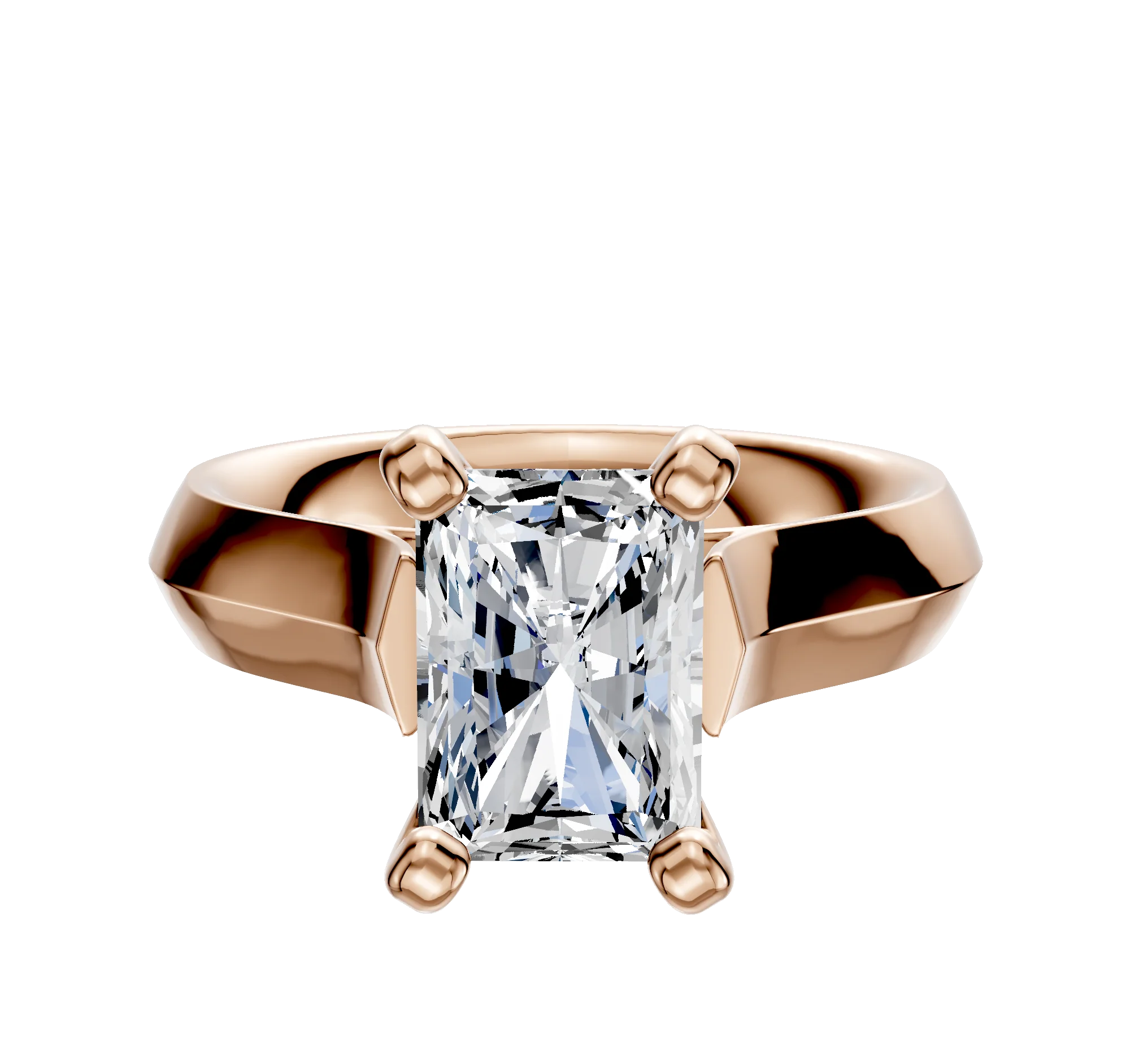 14K Rose Gold 4 Prong Cathedral Knife Edge 4.0mm Engagement Ring