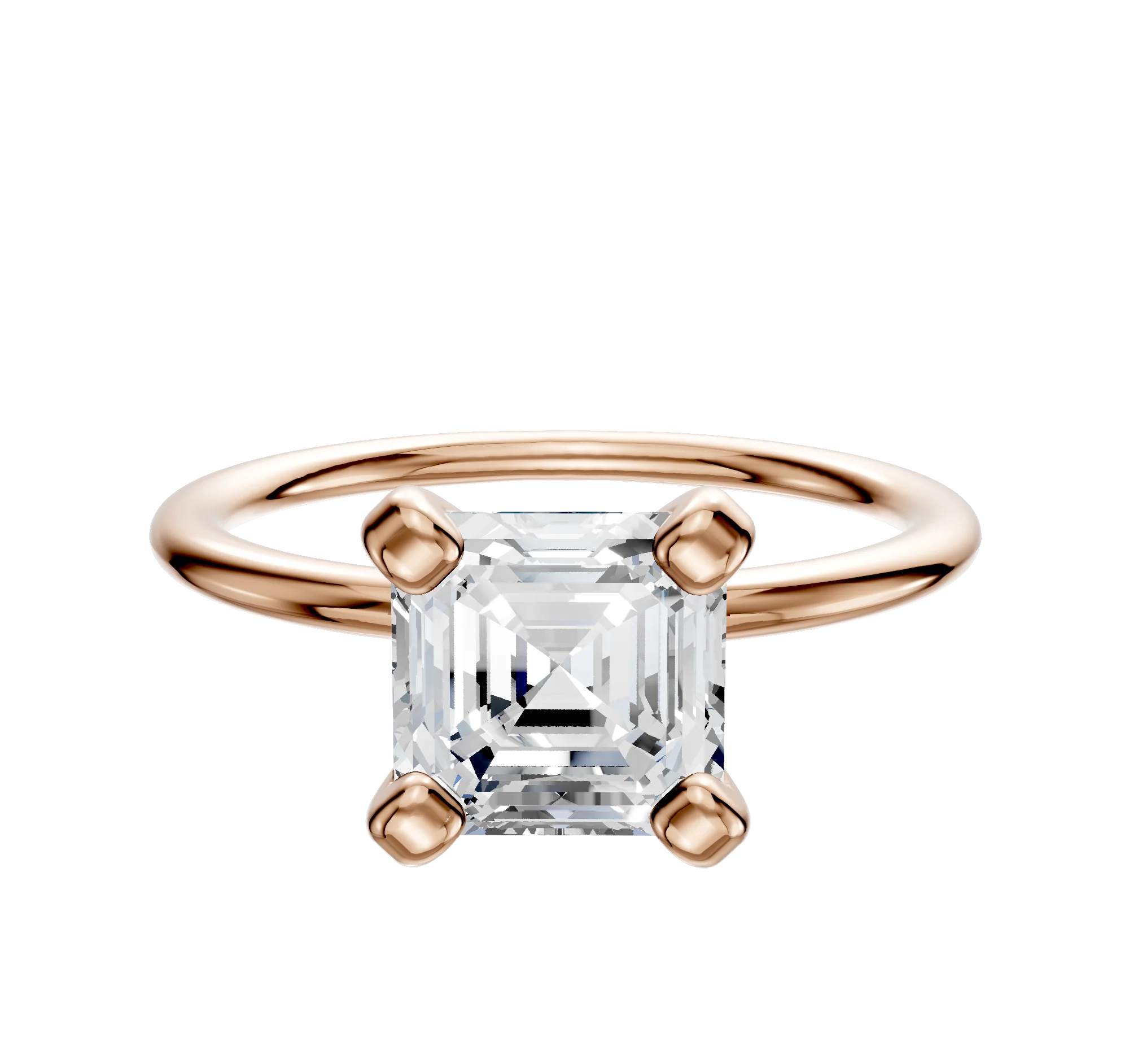 14K Rose Gold 4 Prong Classic Dome 1.5mm Engagement Ring