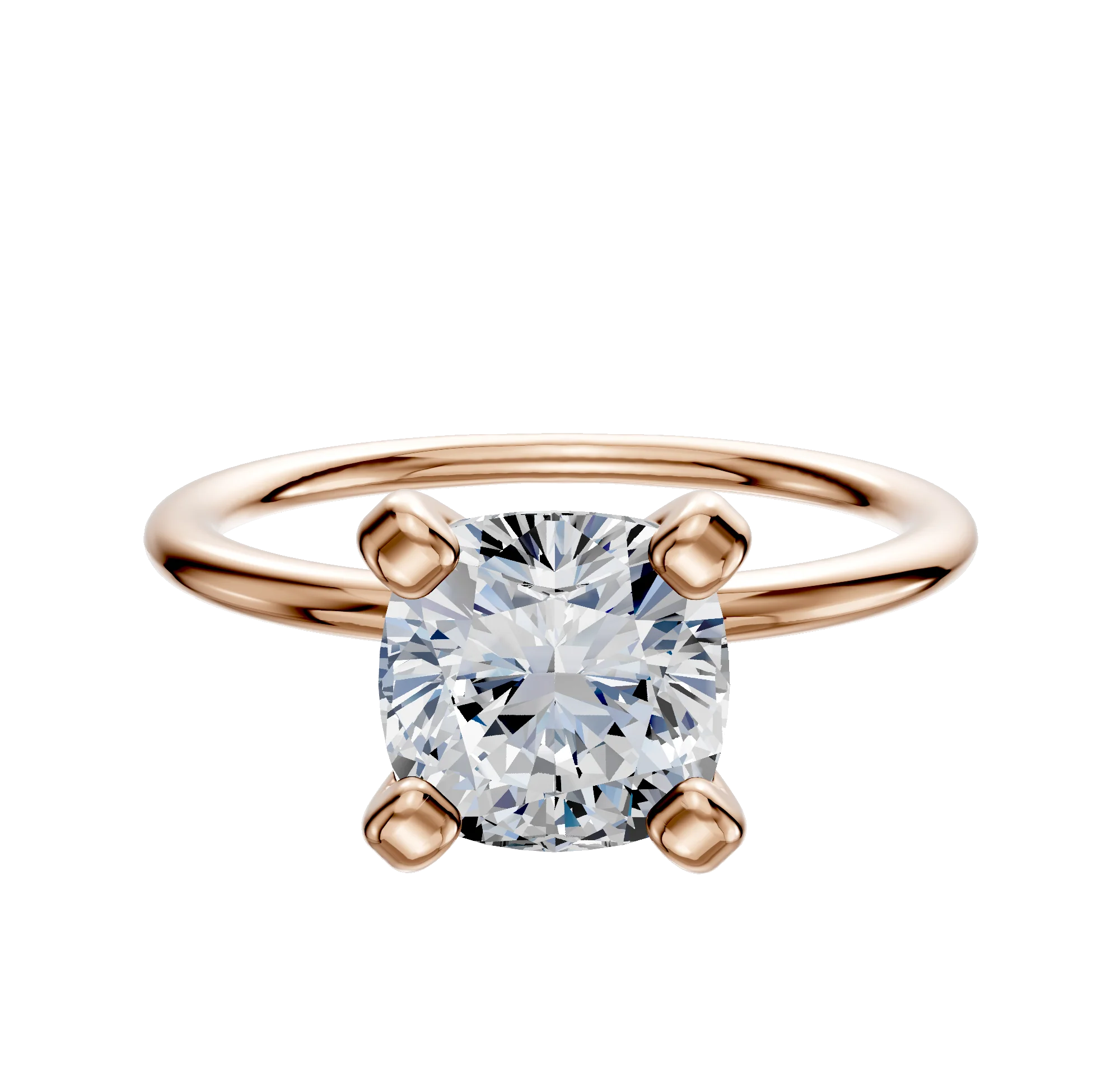 14K Rose Gold 4 Prong Classic Dome 1.5mm Engagement Ring