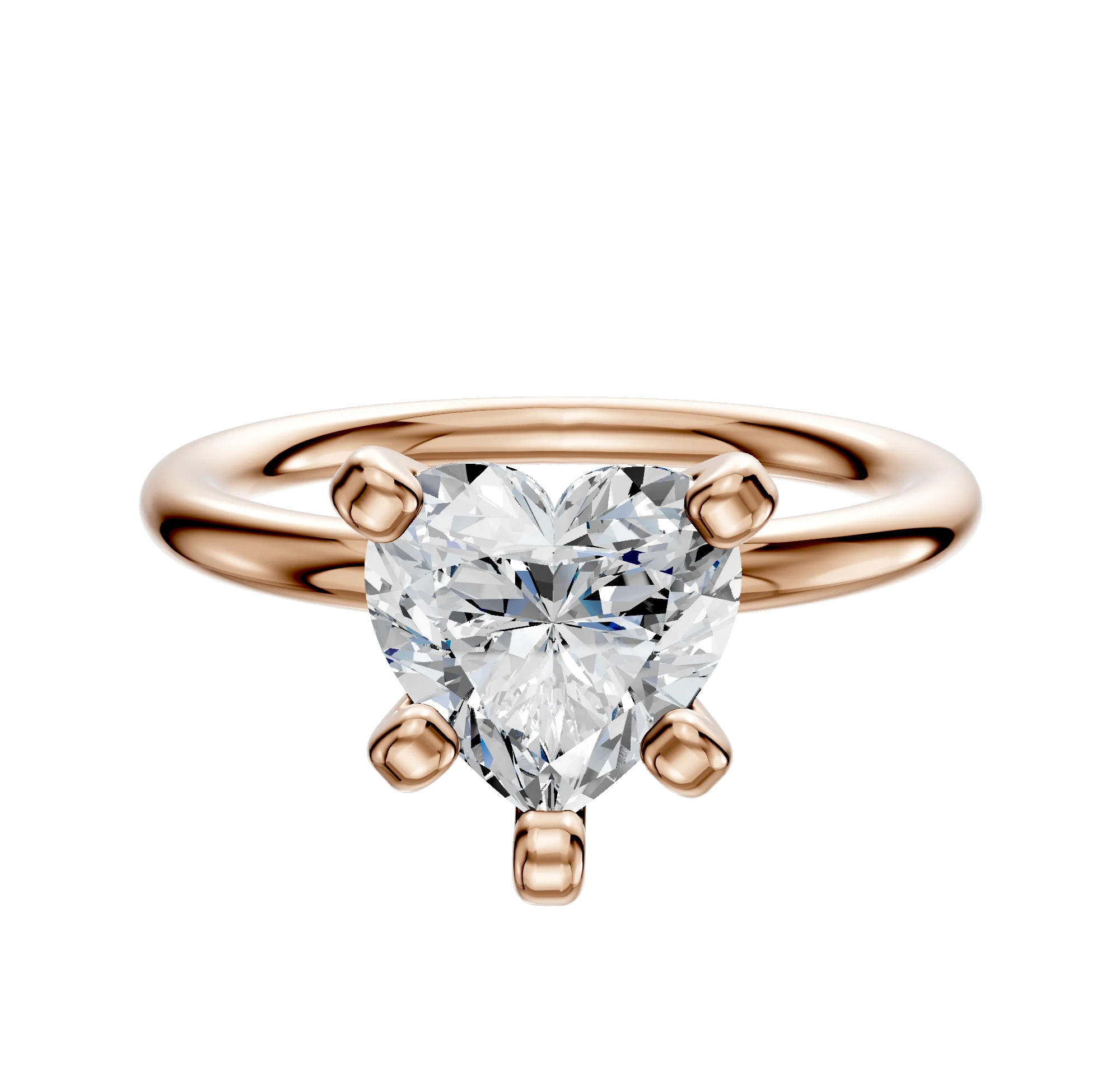 14K Rose Gold 4 Prong Classic Dome 2.0mm Engagement Ring