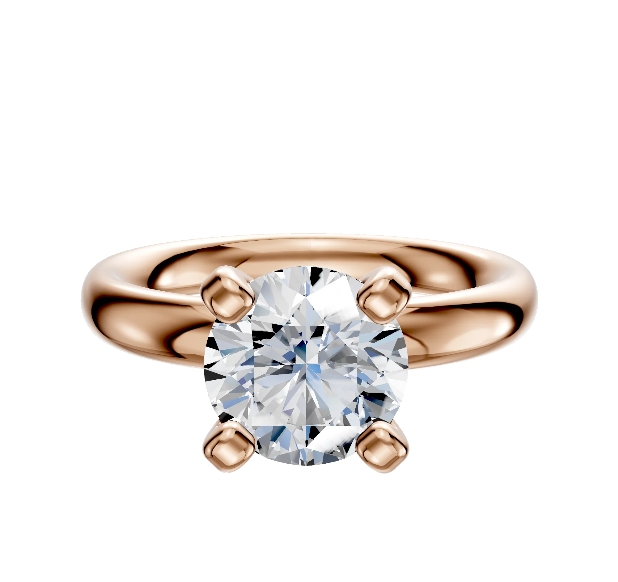 14K Rose Gold 4 Prong Classic Dome 3.0mm Engagement Ring