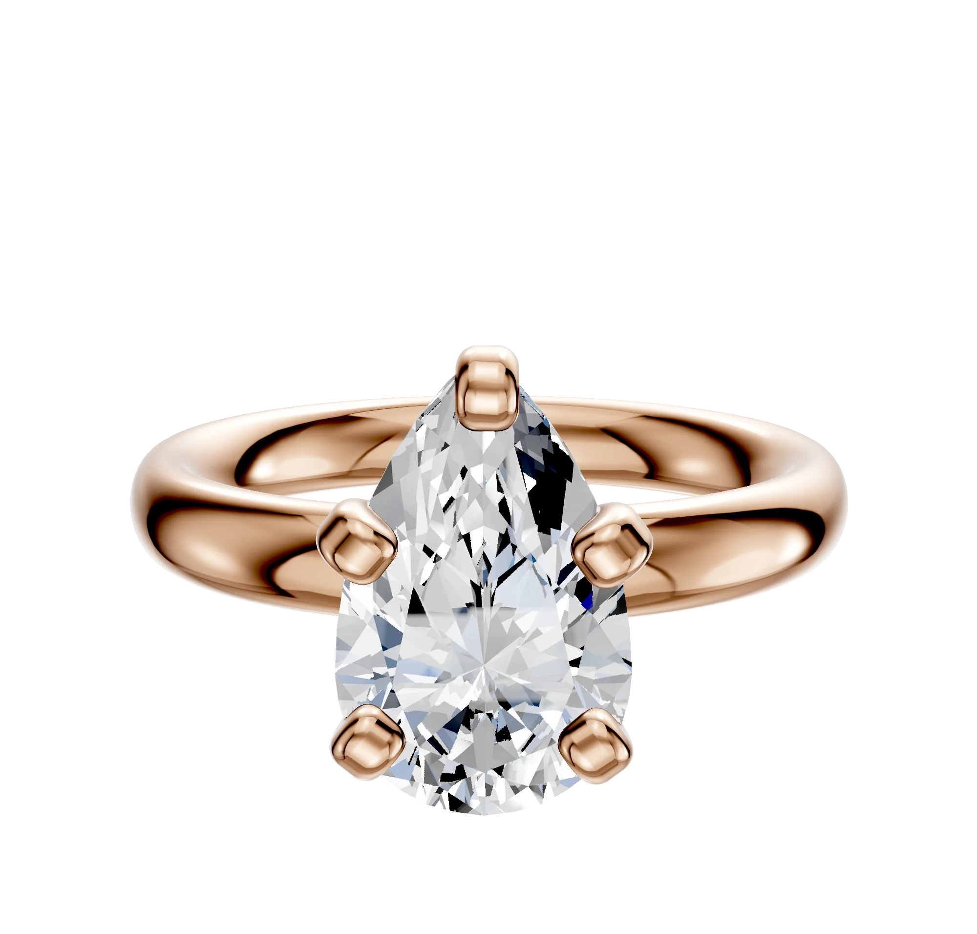 14K Rose Gold 4 Prong Classic Dome 3.0mm Engagement Ring