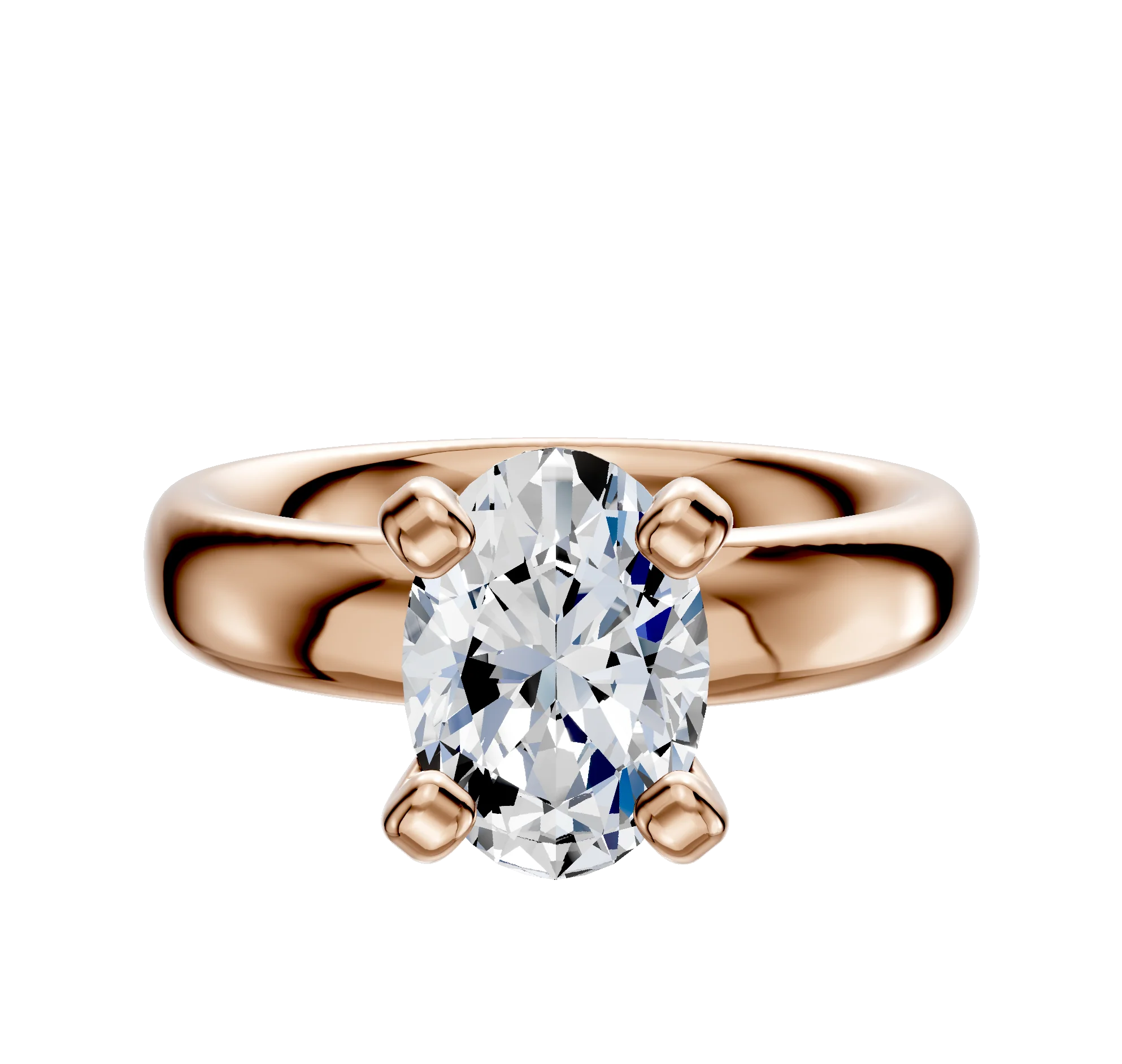 14K Rose Gold 4 Prong Classic Dome 4.0mm Engagement Ring