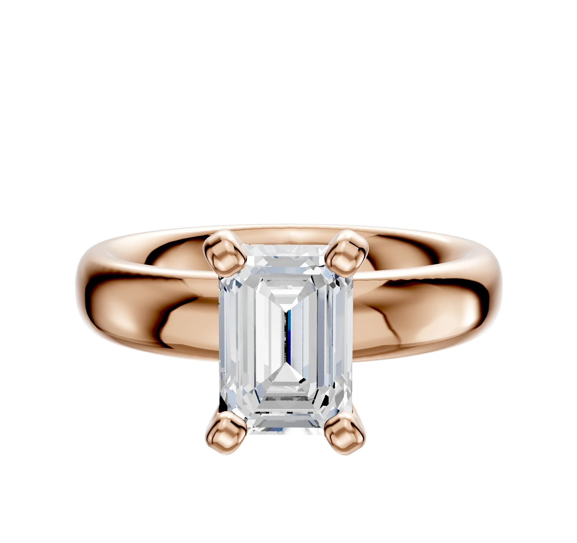 14K Rose Gold 4 Prong Classic Dome 4.0mm Engagement Ring