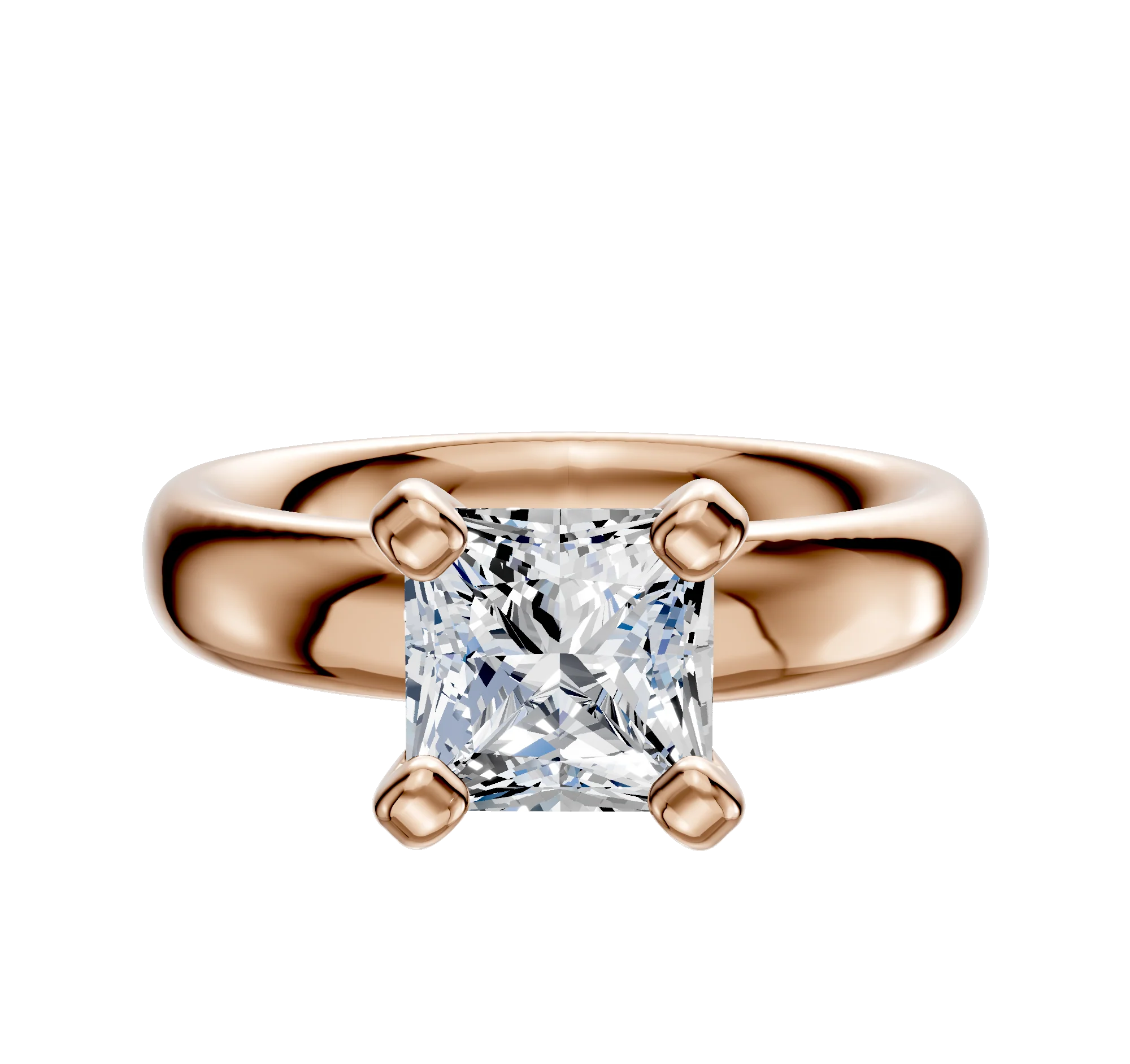 14K Rose Gold 4 Prong Classic Dome 4.0mm Engagement Ring