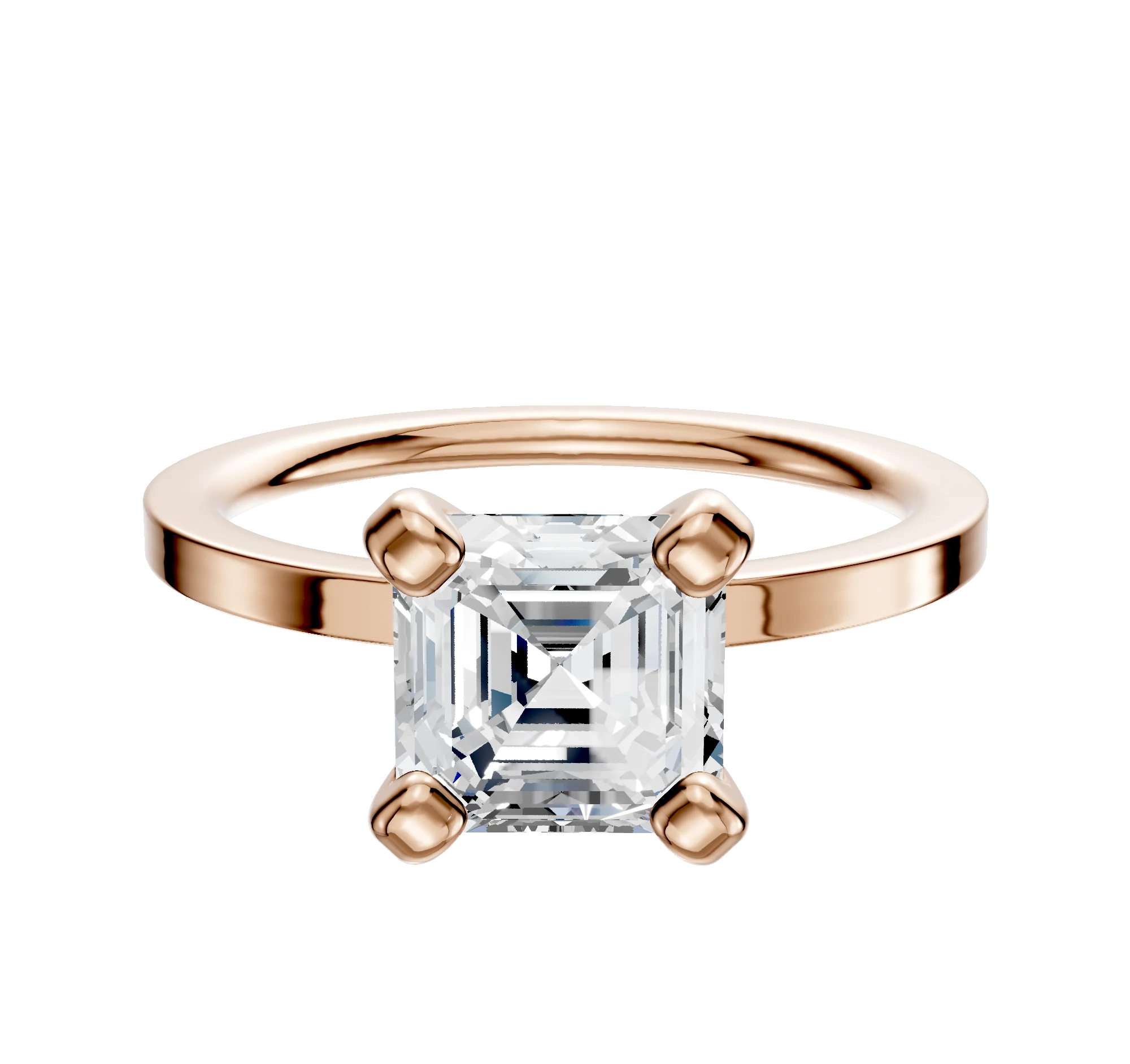 14K Rose Gold 4 Prong Classic Flat 1.5mm Engagement Ring