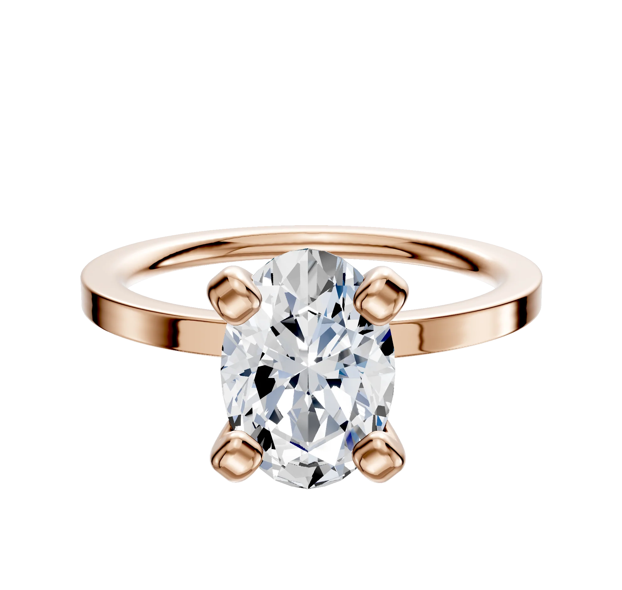 14K Rose Gold 4 Prong Classic Flat 1.5mm Engagement Ring