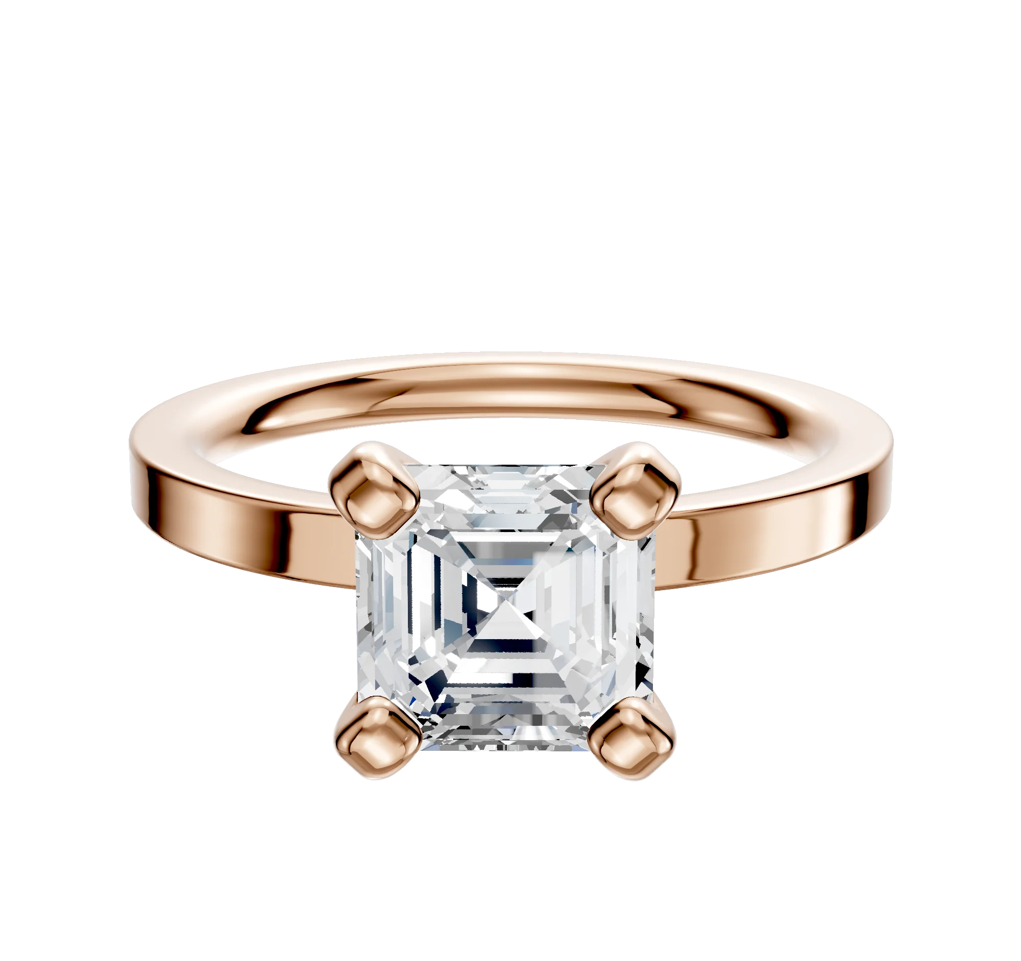 14K Rose Gold 4 Prong Classic Flat 2.0mm Engagement Ring