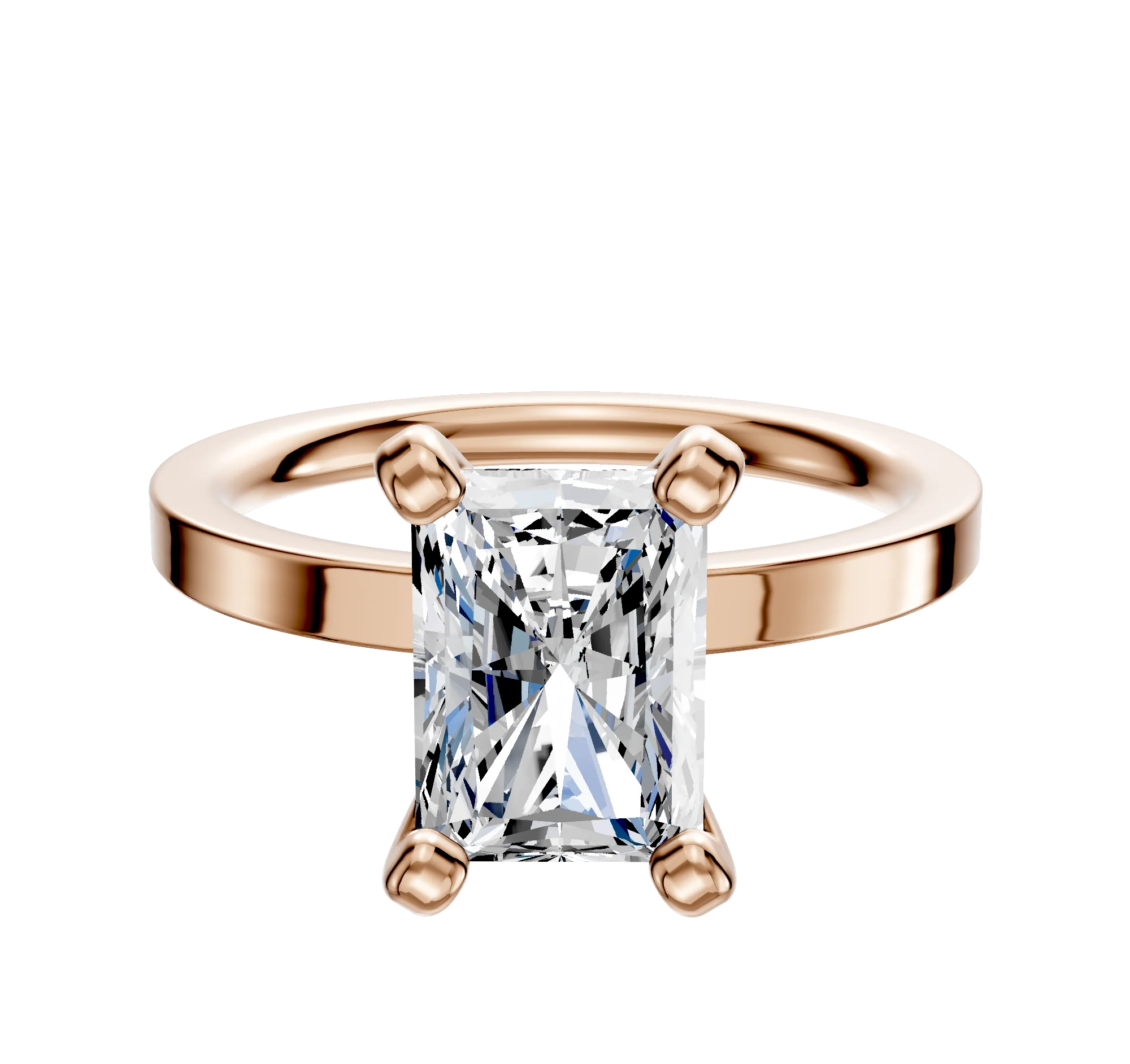 14K Rose Gold 4 Prong Classic Flat 2.0mm Engagement Ring