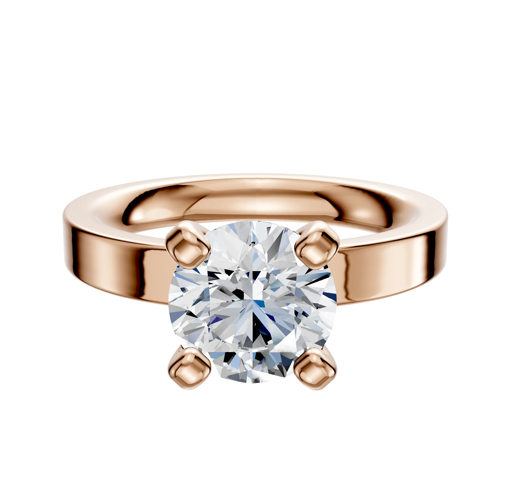 14K Rose Gold 4 Prong Classic Flat 3.0mm Engagement Ring