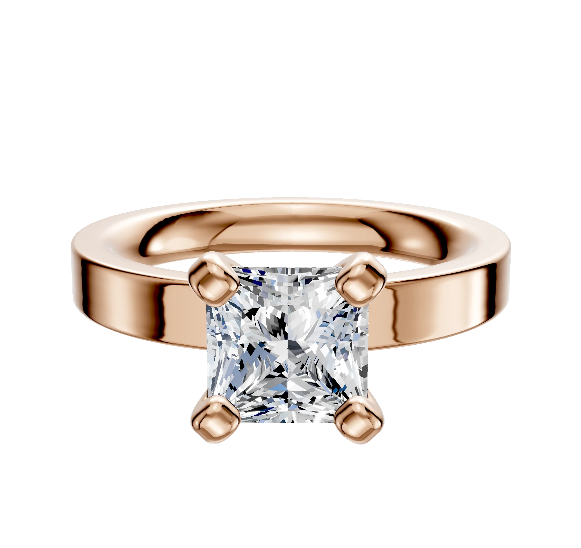 14K Rose Gold 4 Prong Classic Flat 3.0mm Engagement Ring