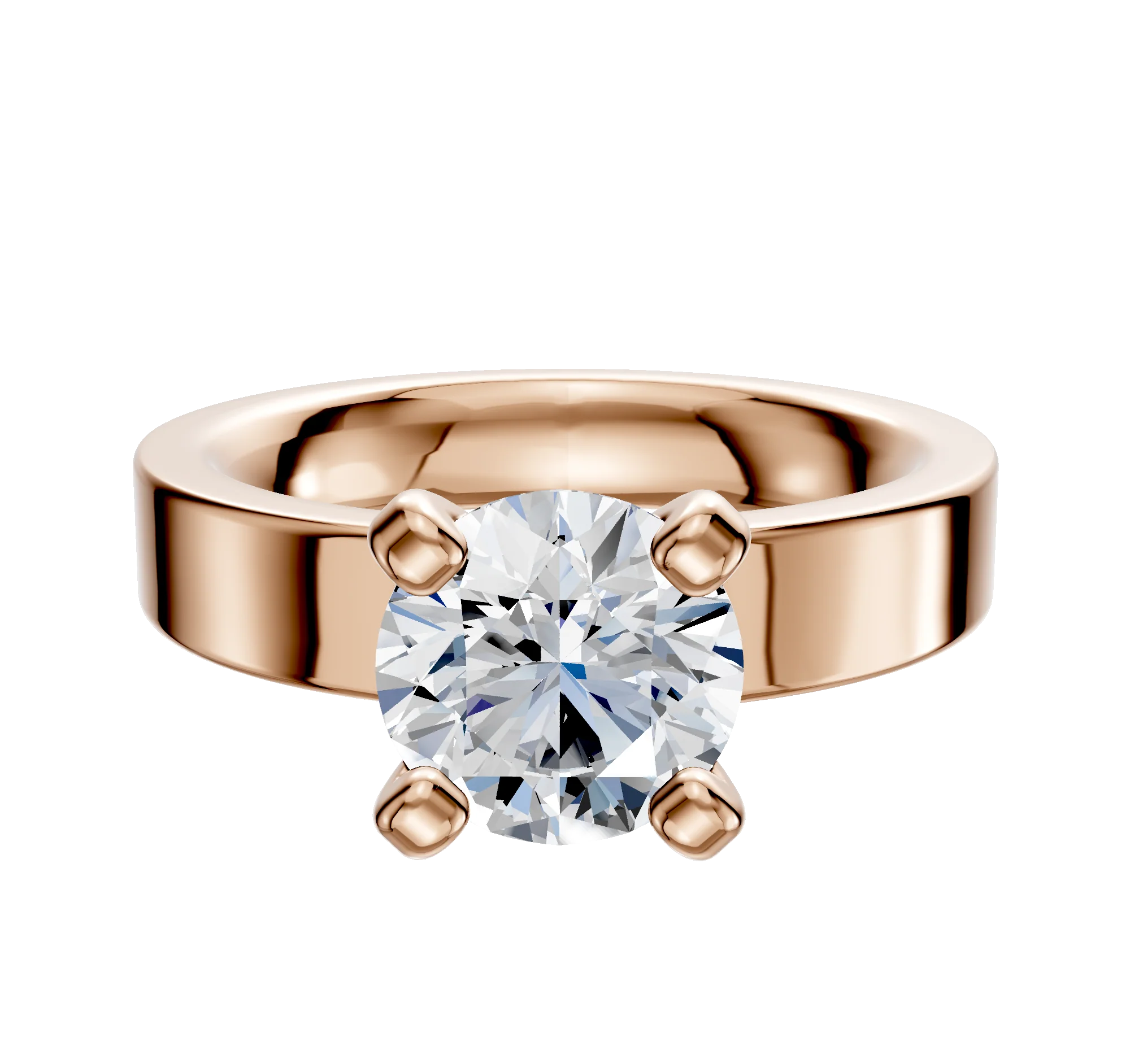 14K Rose Gold 4 Prong Classic Flat 4.0mm Engagement Ring
