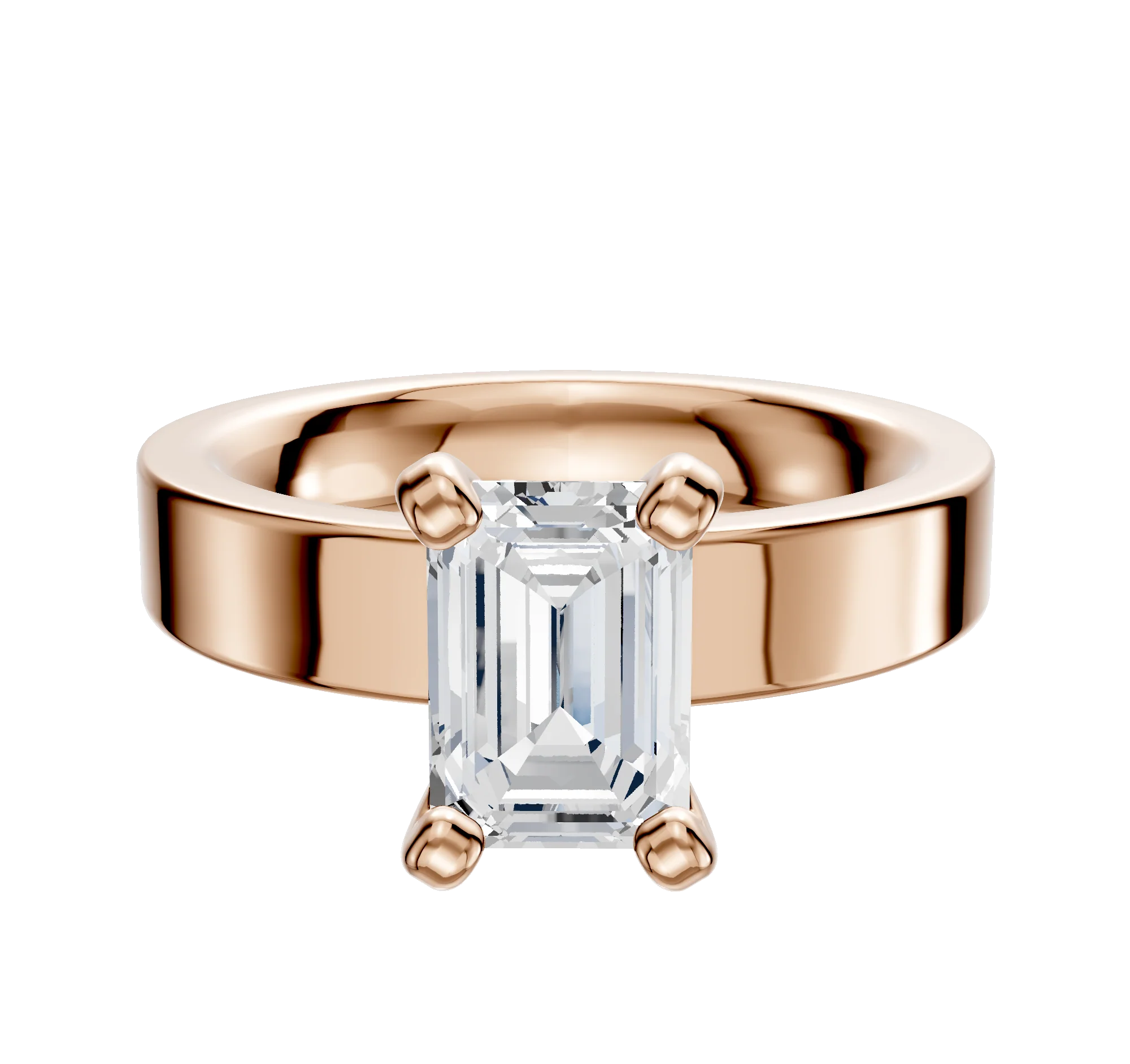 14K Rose Gold 4 Prong Classic Flat 4.0mm Engagement Ring