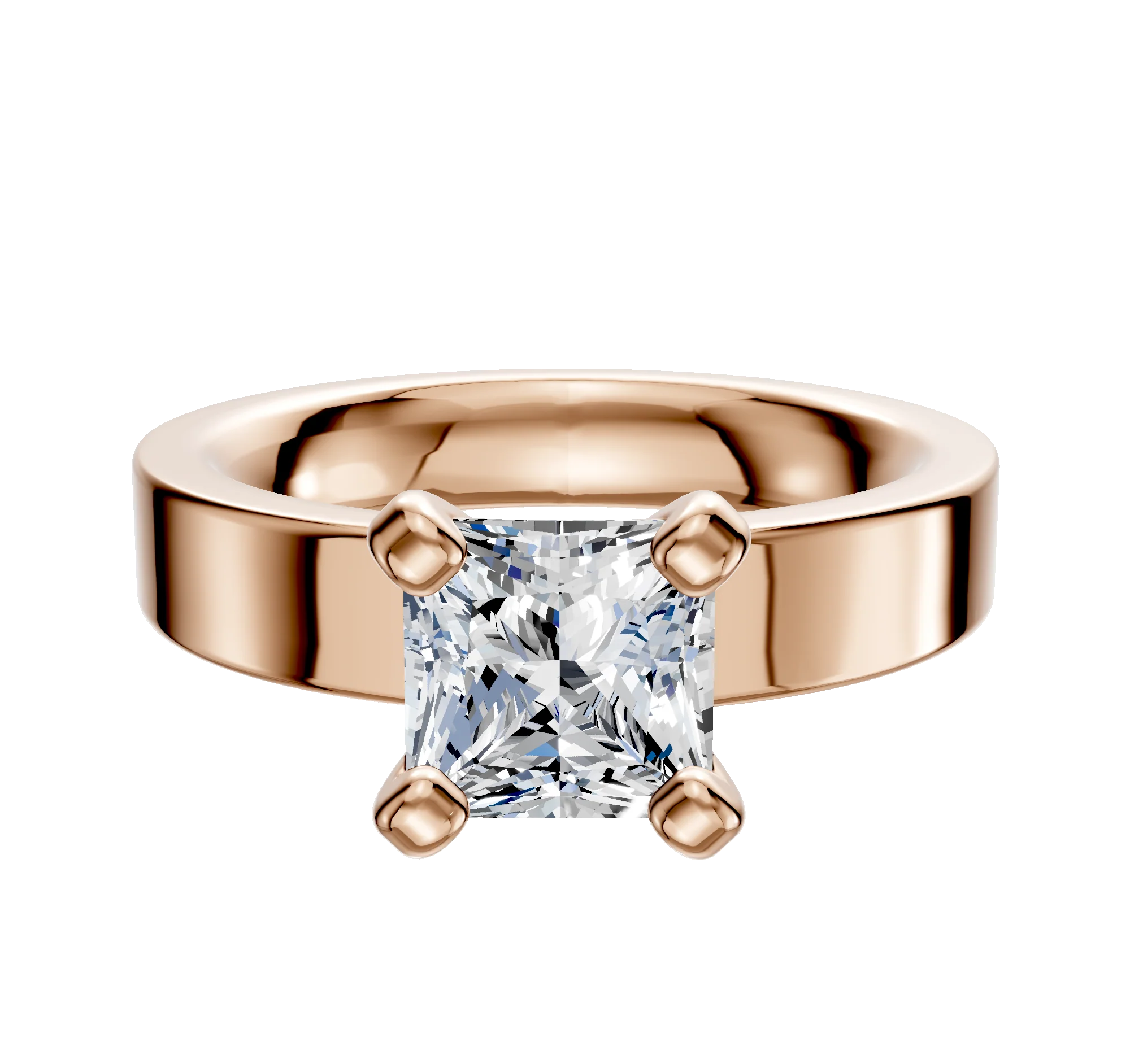 14K Rose Gold 4 Prong Classic Flat 4.0mm Engagement Ring