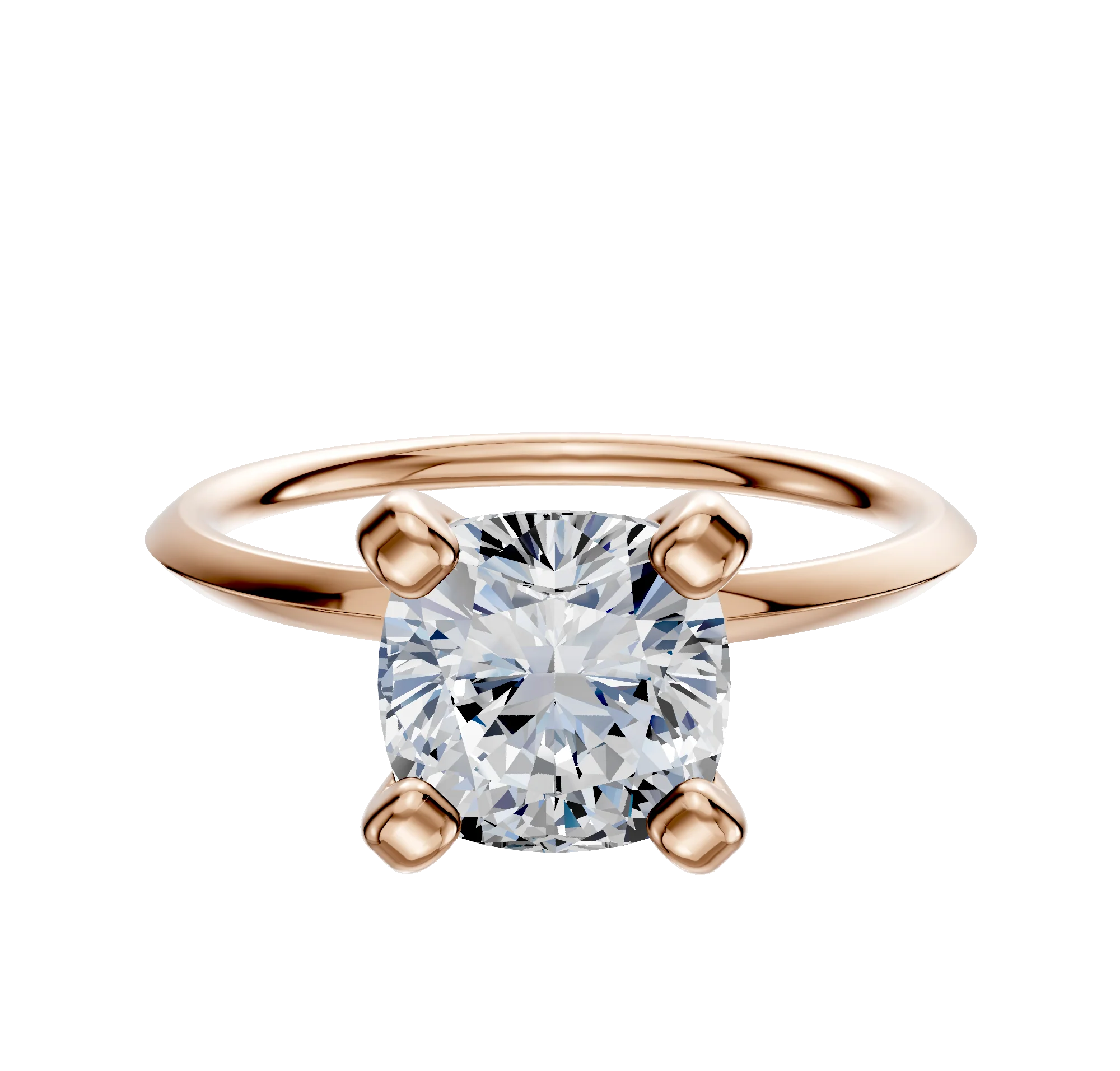 14K Rose Gold 4 Prong Classic Knife Edge 1.5mm Engagement Ring