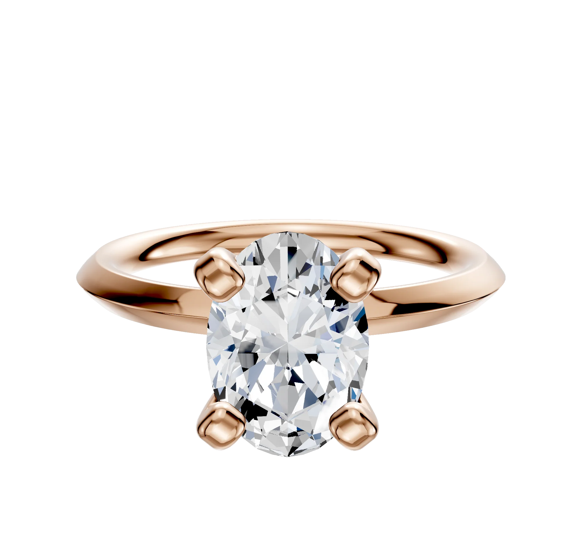 14K Rose Gold 4 Prong Classic Knife Edge 2.0mm Engagement Ring