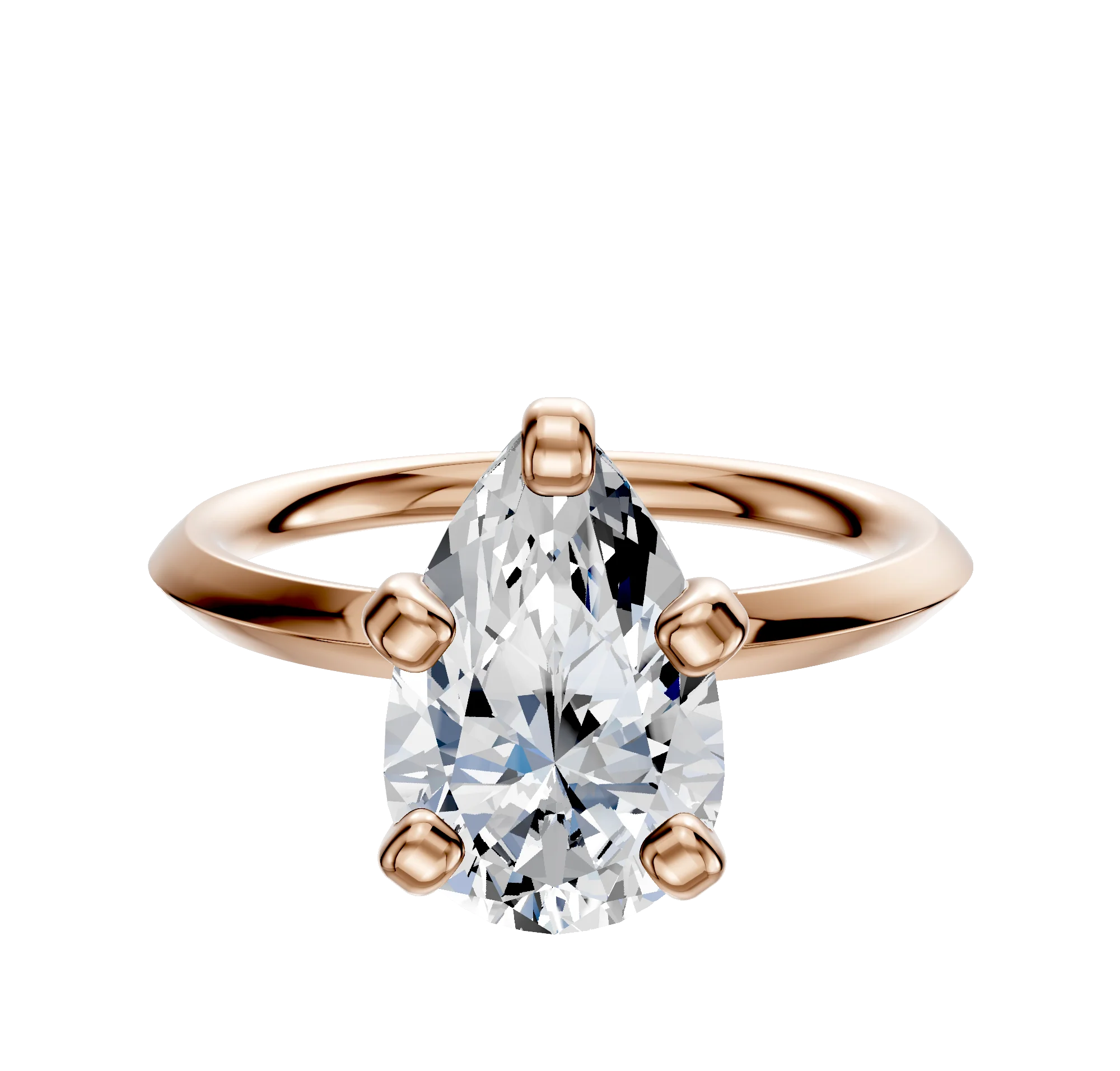 14K Rose Gold 4 Prong Classic Knife Edge 2.0mm Engagement Ring