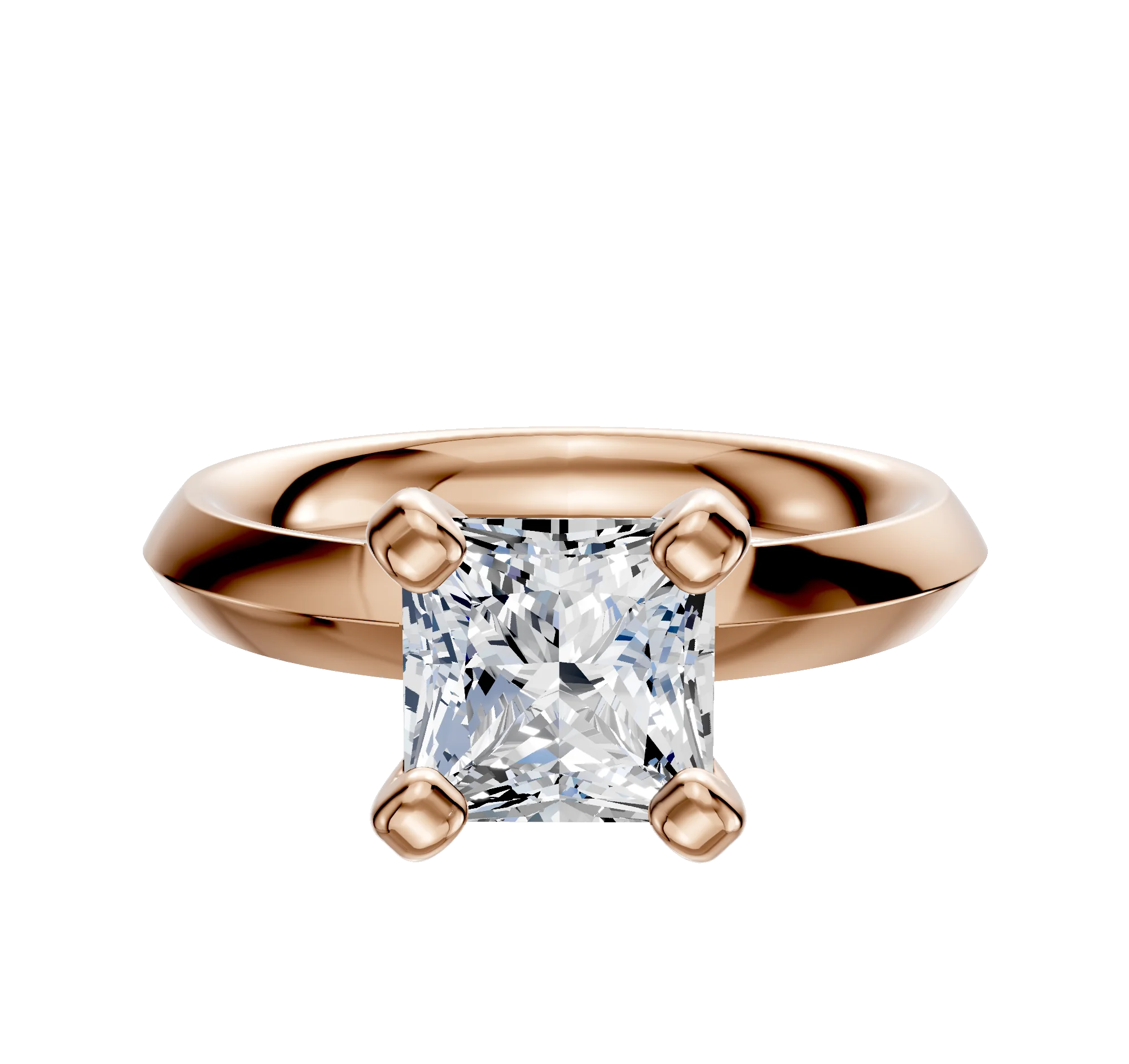 14K Rose Gold 4 Prong Classic Knife Edge 3.0mm Engagement Ring
