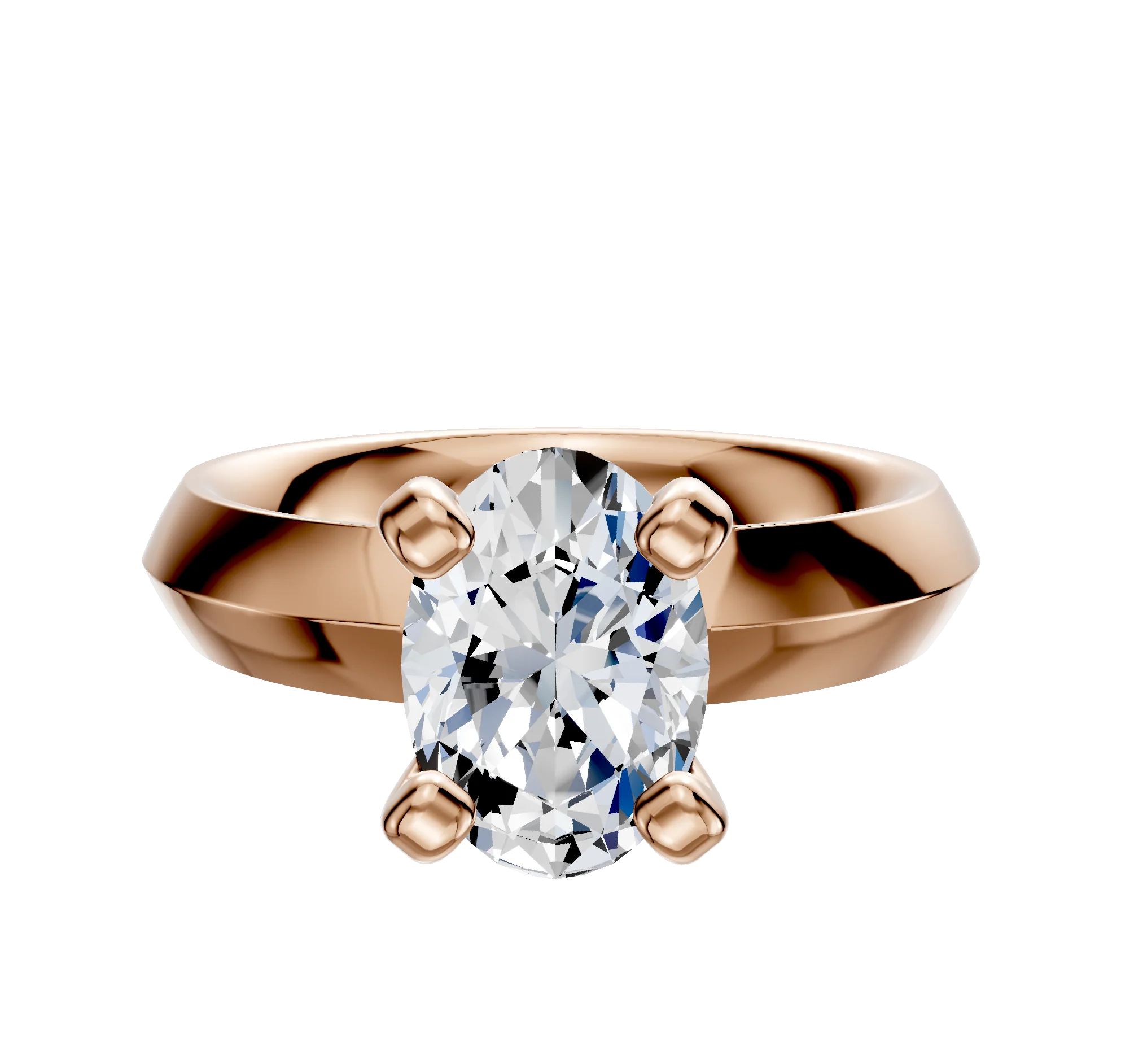 14K Rose Gold 4 Prong Classic Knife Edge 4.0mm Engagement Ring