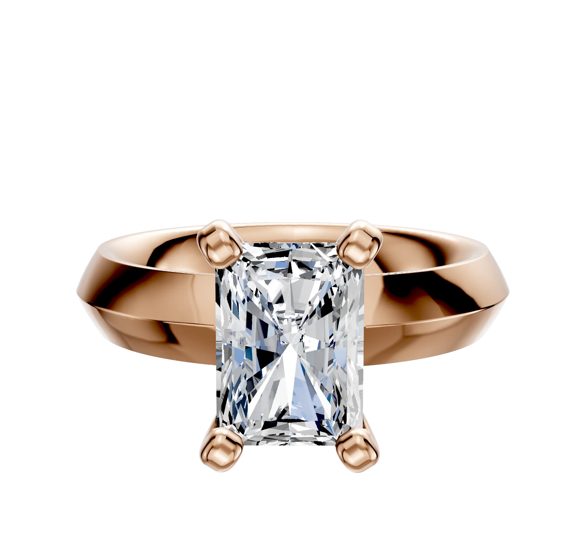 14K Rose Gold 4 Prong Classic Knife Edge 4.0mm Engagement Ring