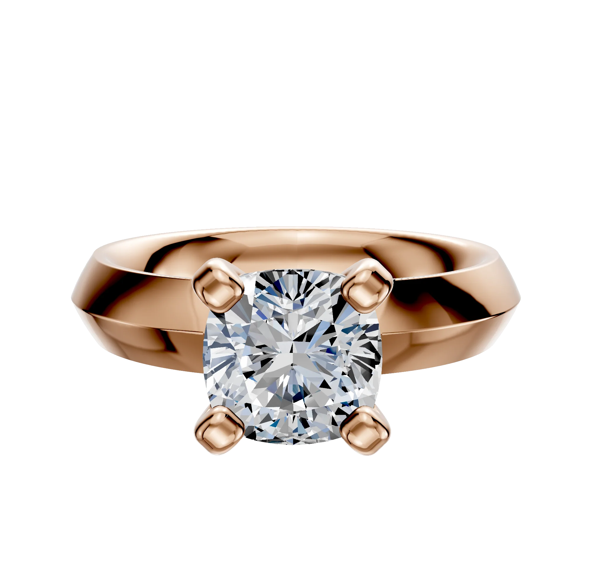 14K Rose Gold 4 Prong Classic Knife Edge 4.0mm Engagement Ring